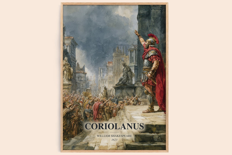 Coriolanus watercolour book poster by William Shakespeare – framed literary art print