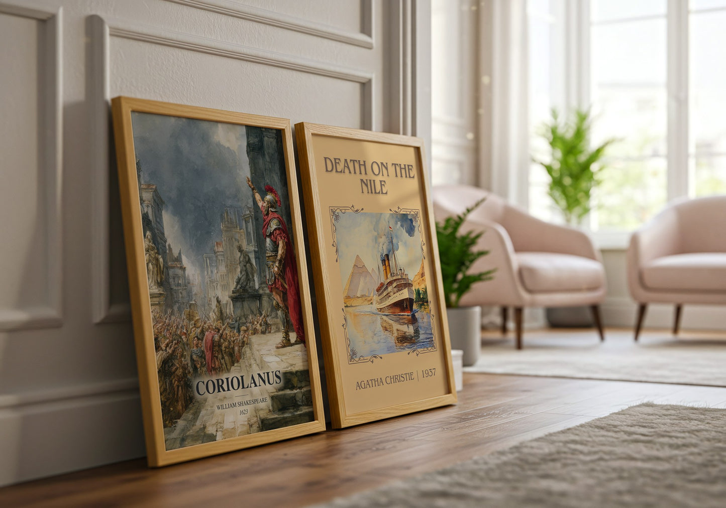 Coriolanus watercolour print framed by window – literary home decor