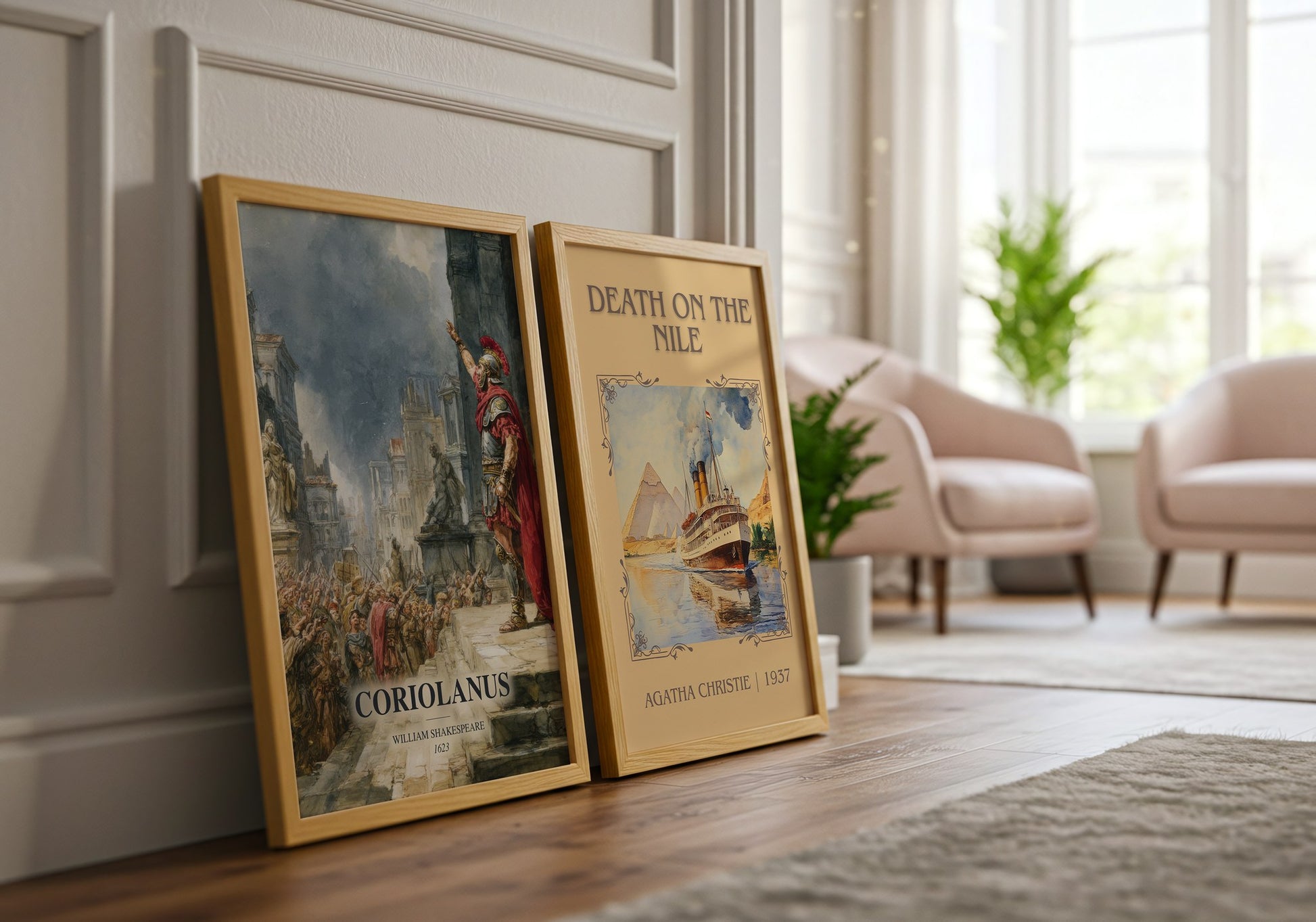 Coriolanus watercolour print framed by window – literary home decor