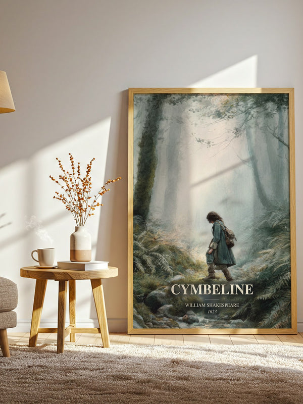 Cymbeline watercolour print in frame leaning in hallway – classic literature wall art