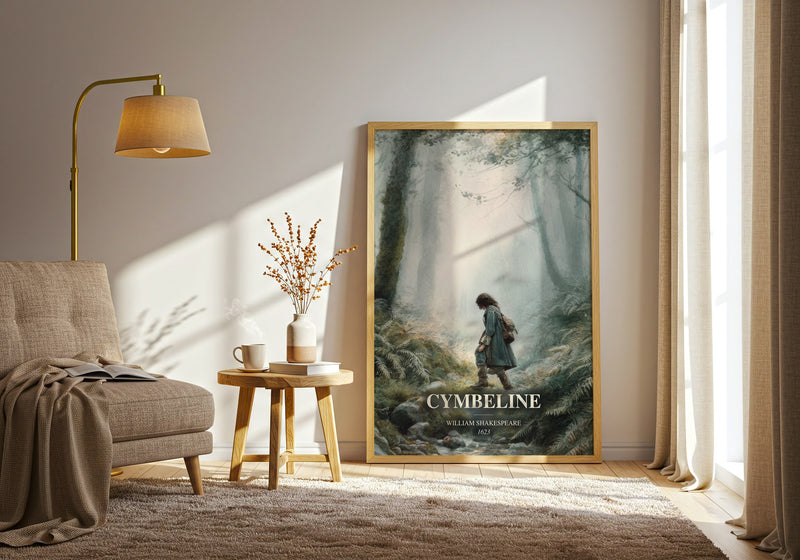 Cymbeline watercolour print in frame leaning in hallway – classic literature wall art