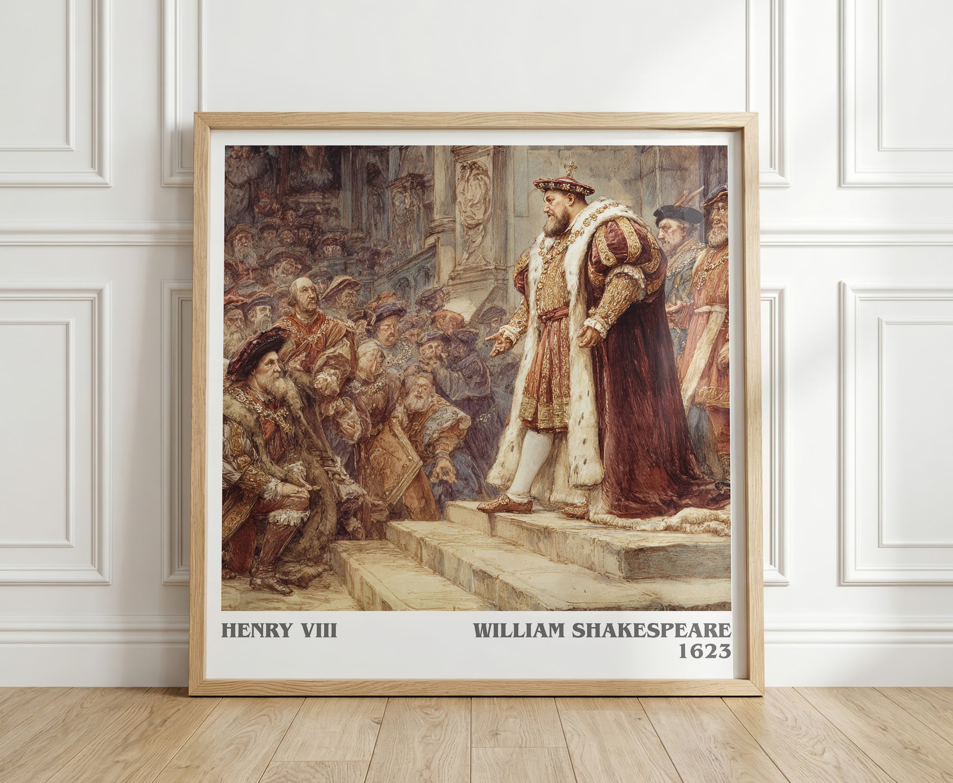 Henry Viii literary print in frame leaning in hallway – classic literature wall art