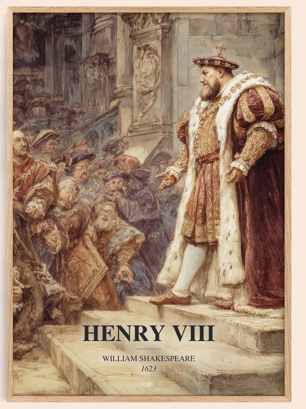 Henry Viii watercolour book poster by William Shakespeare – framed literary art print