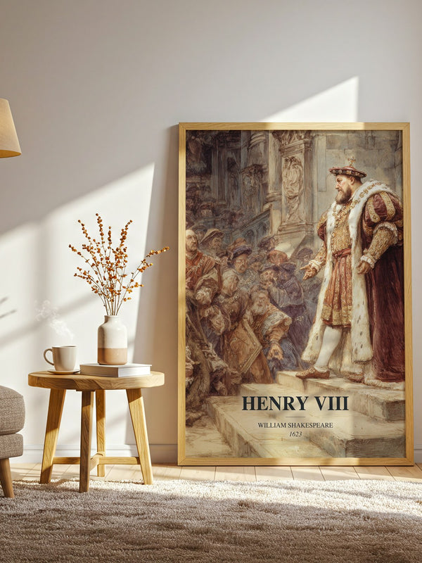 Henry Viii watercolour print in frame leaning in hallway – classic literature wall art