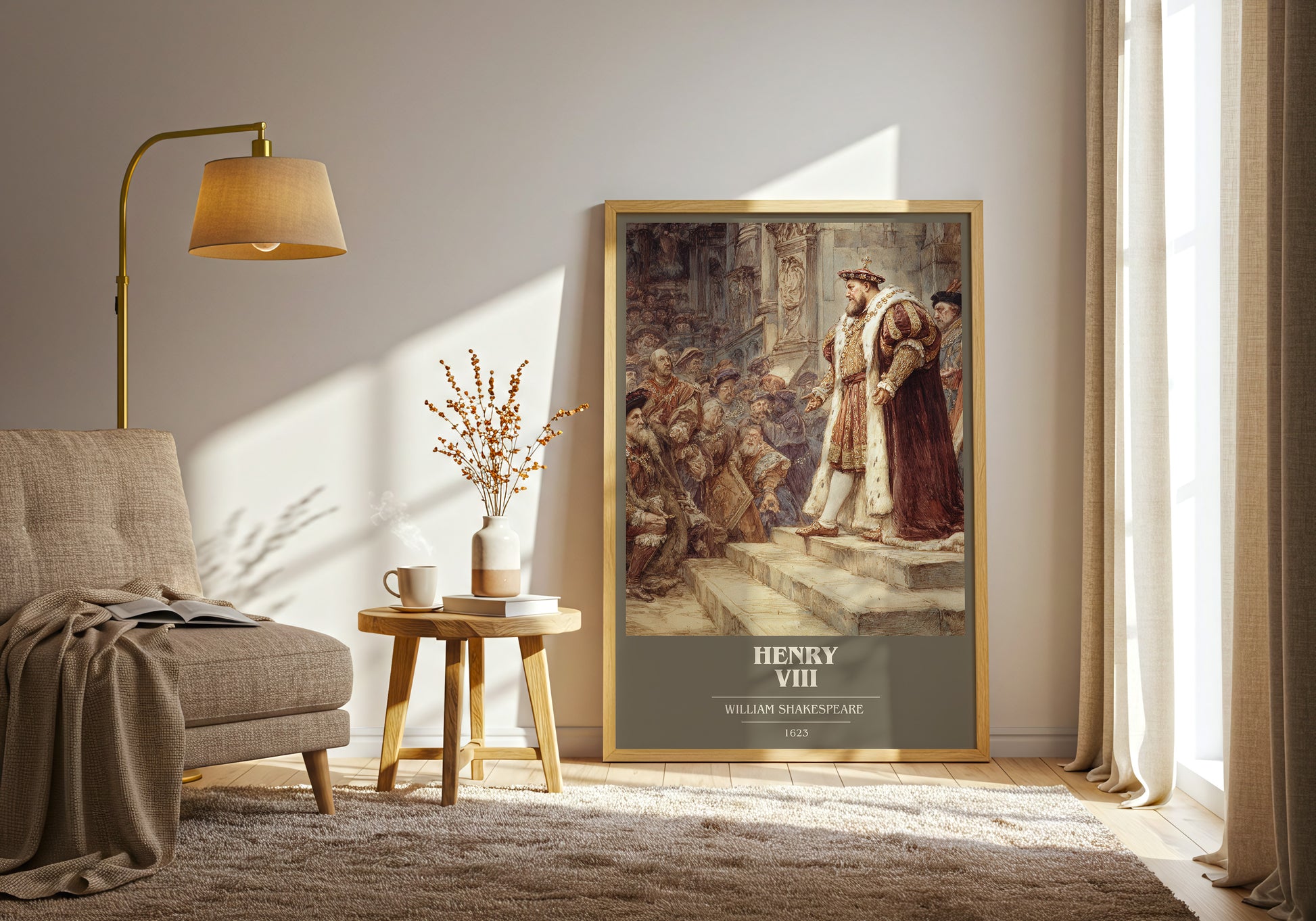 Henry Viii book cover print framed by window – literary home decor
