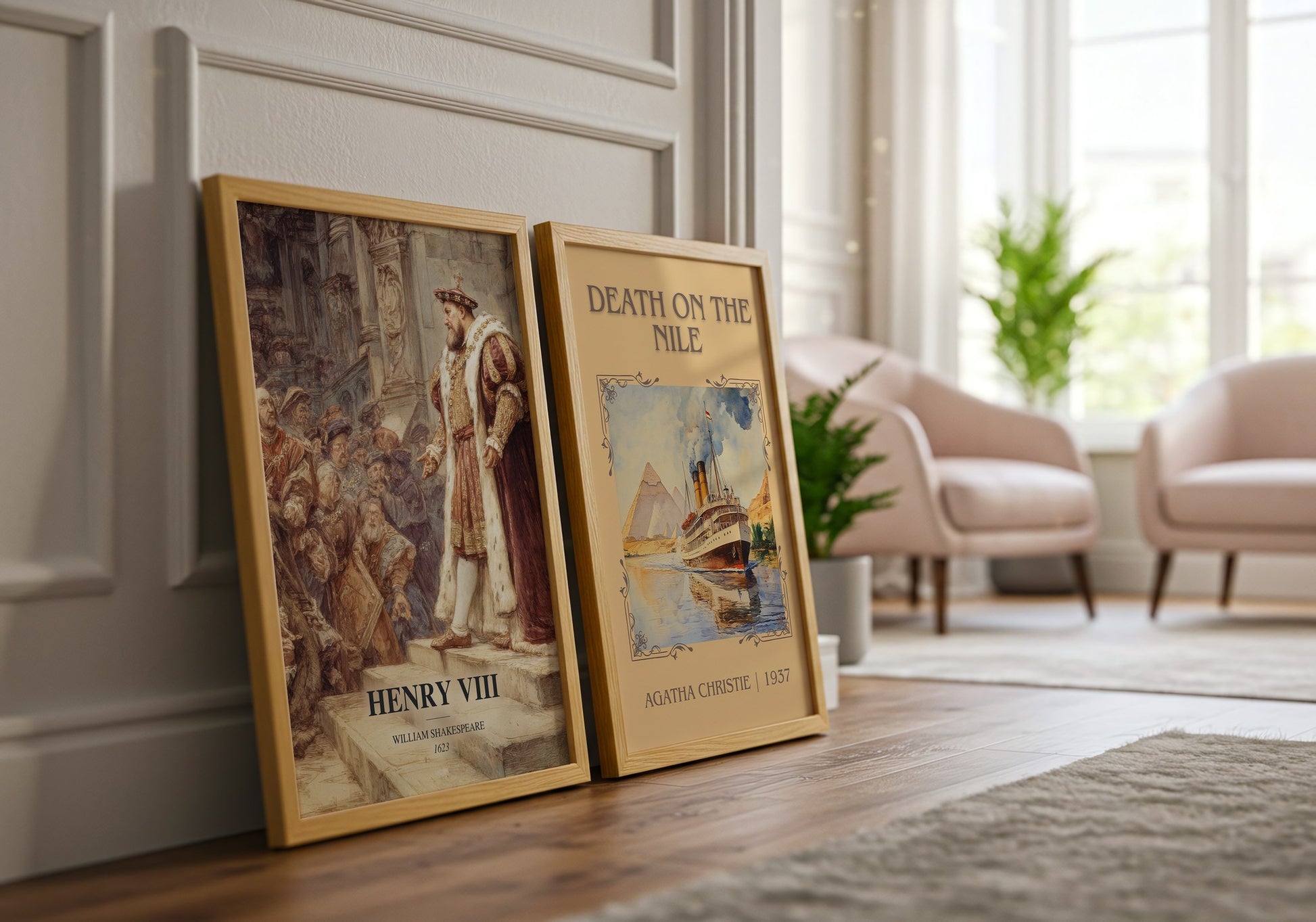 Henry Viii watercolour print framed by window – literary home decor