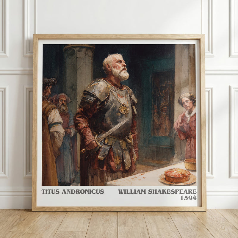 Titus Andronicus literary print in frame leaning in hallway – classic literature wall art