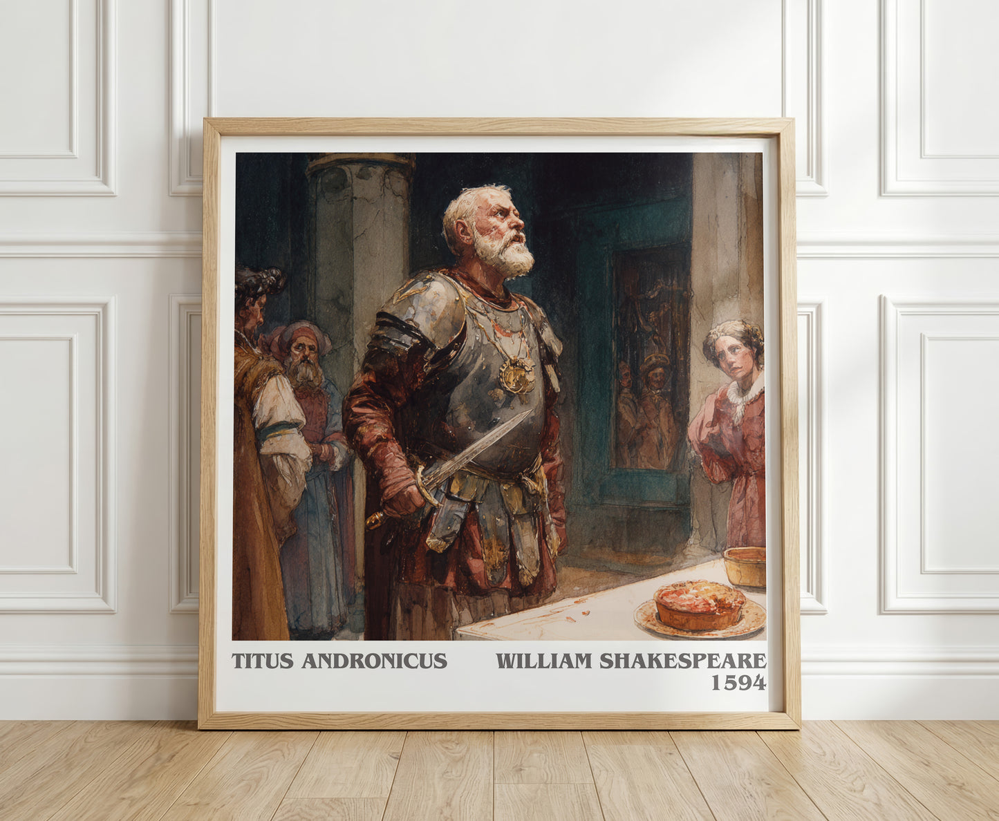 Titus Andronicus literary print in frame leaning in hallway – classic literature wall art
