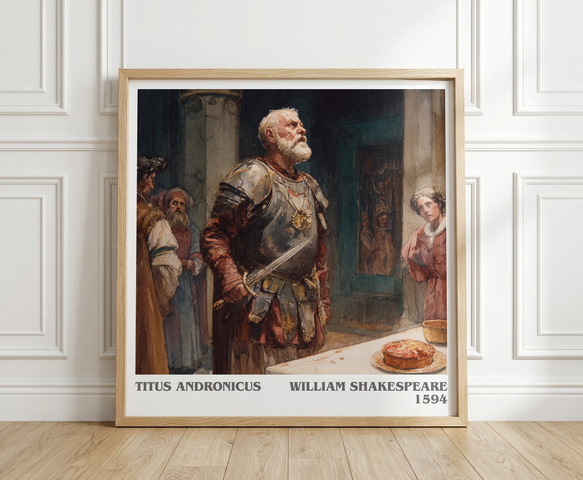 Titus Andronicus literary print in frame leaning in hallway – classic literature wall art