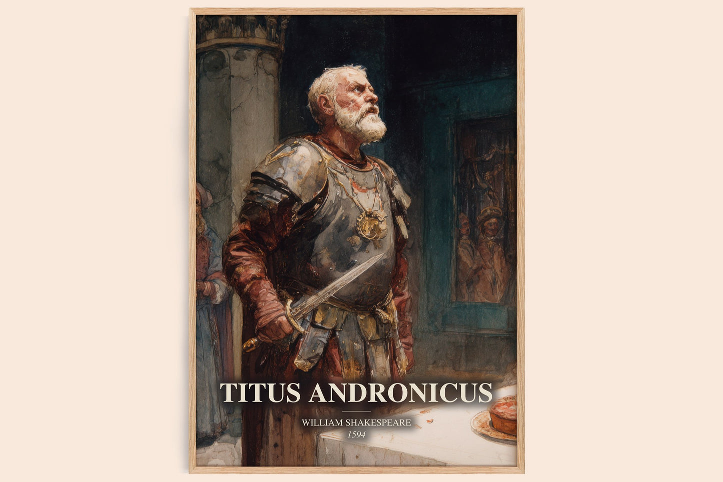Titus Andronicus watercolour book poster by William Shakespeare – framed literary art print