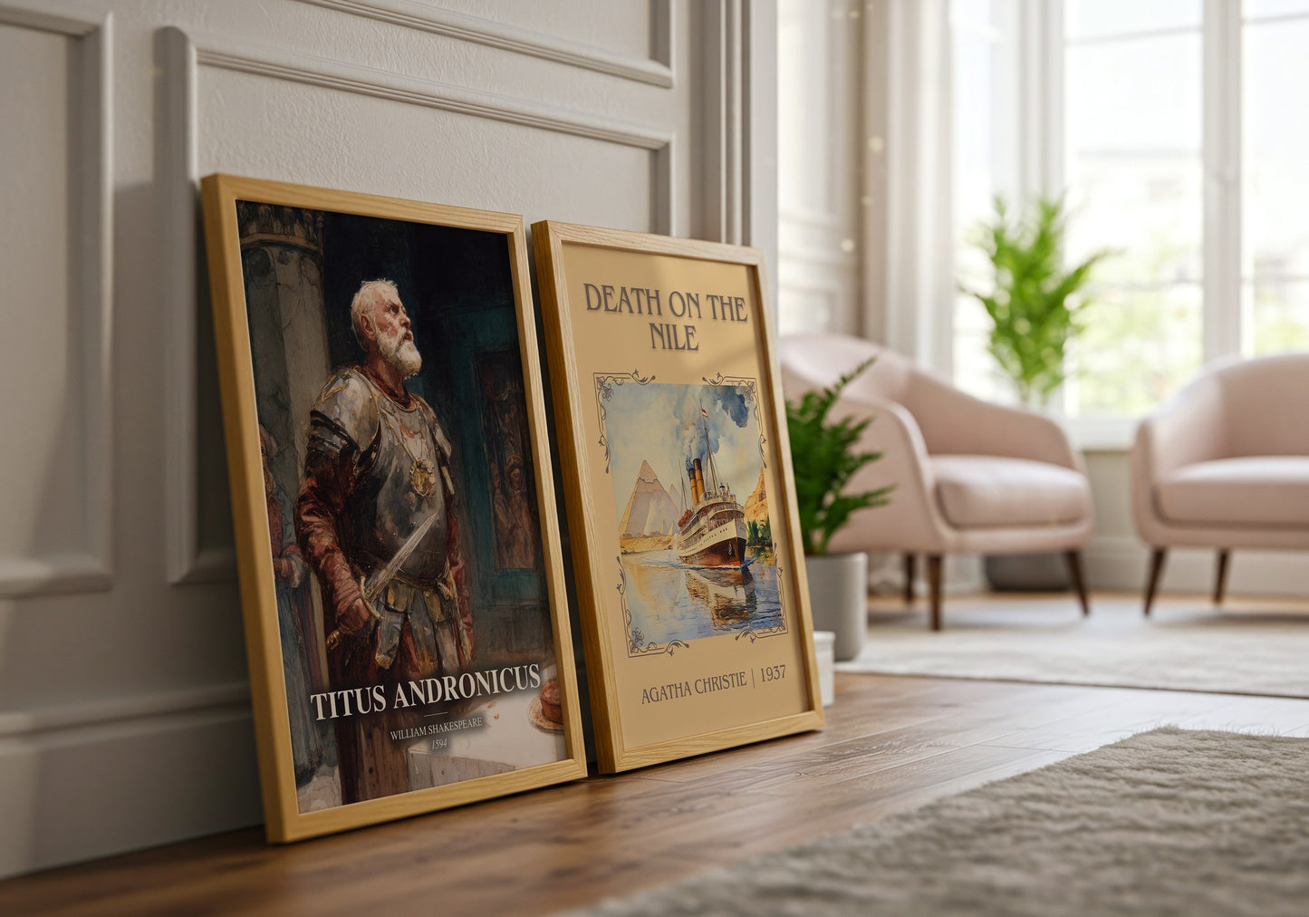 Titus Andronicus watercolour print framed by window – literary home decor