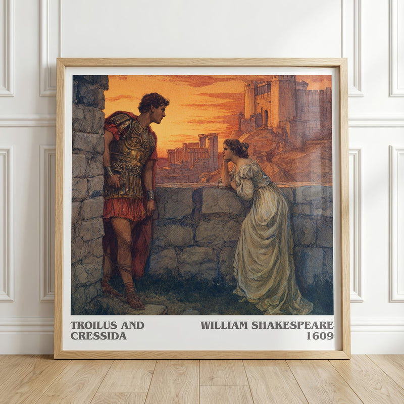 Troilus and Cressida literary print in frame leaning in hallway – classic literature wall art