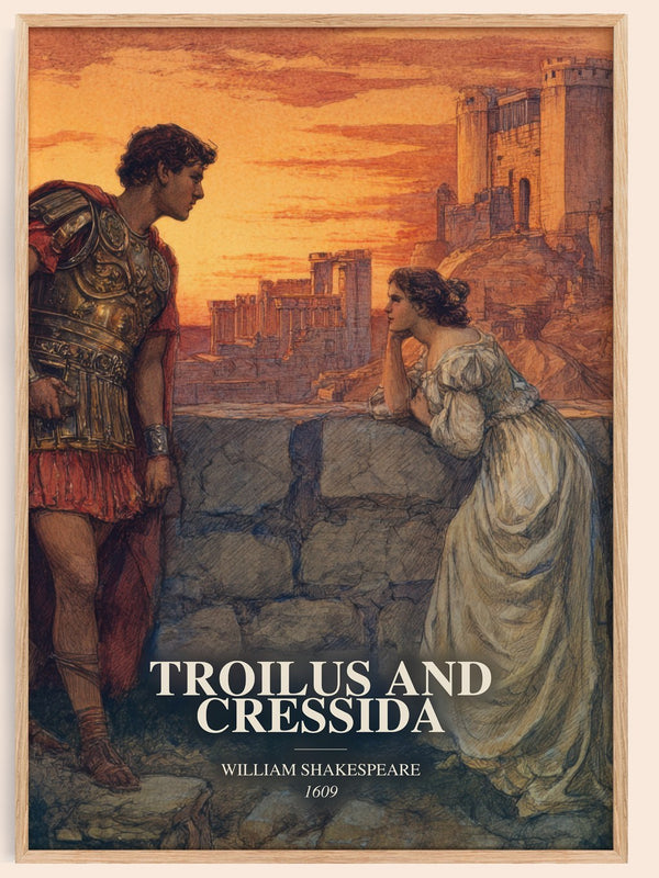 Troilus And Cressida watercolour book poster by William Shakespeare – framed literary art print