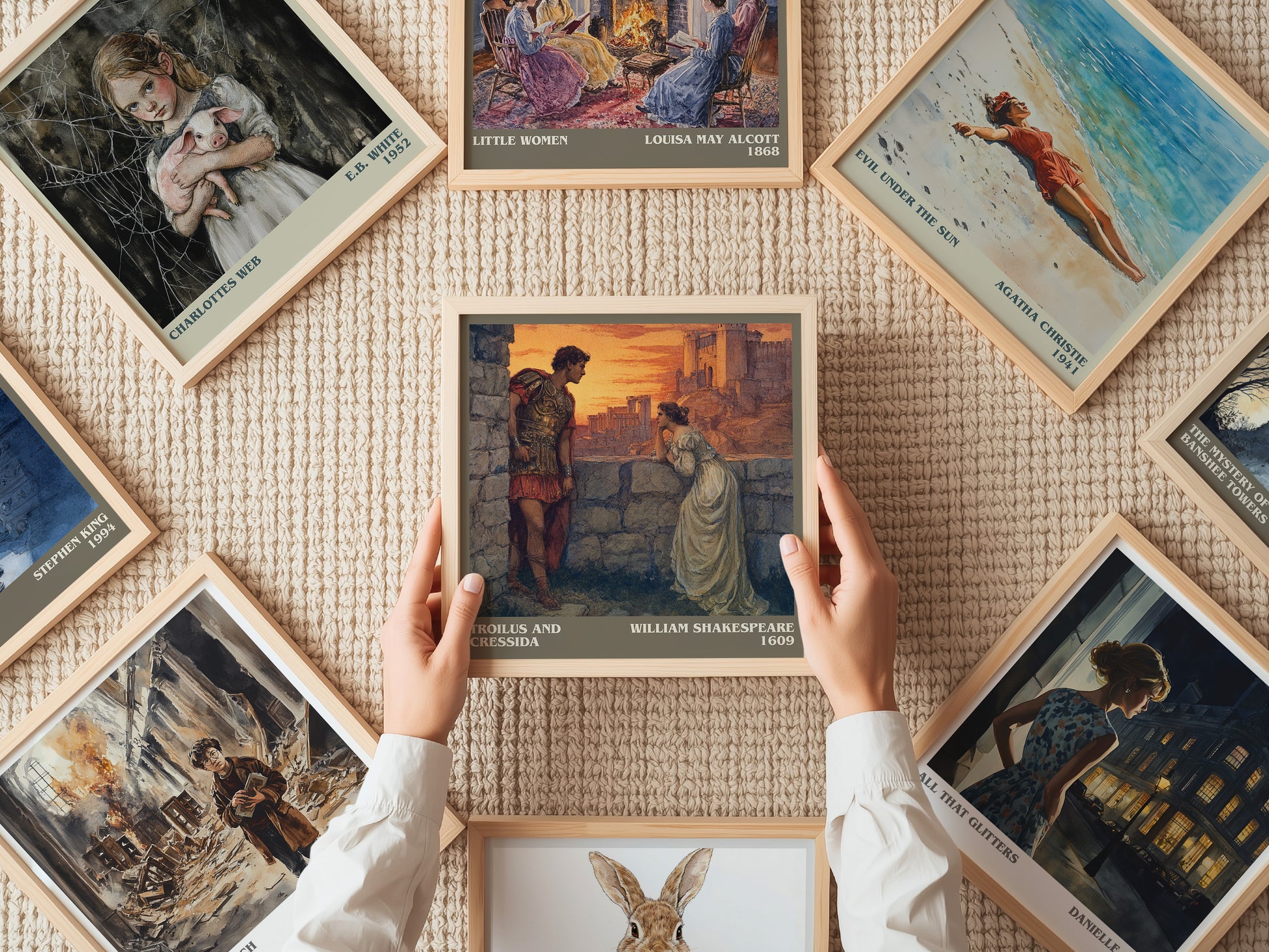 Troilus and Cressida literary print on bookshelf – William Shakespeare fan gift