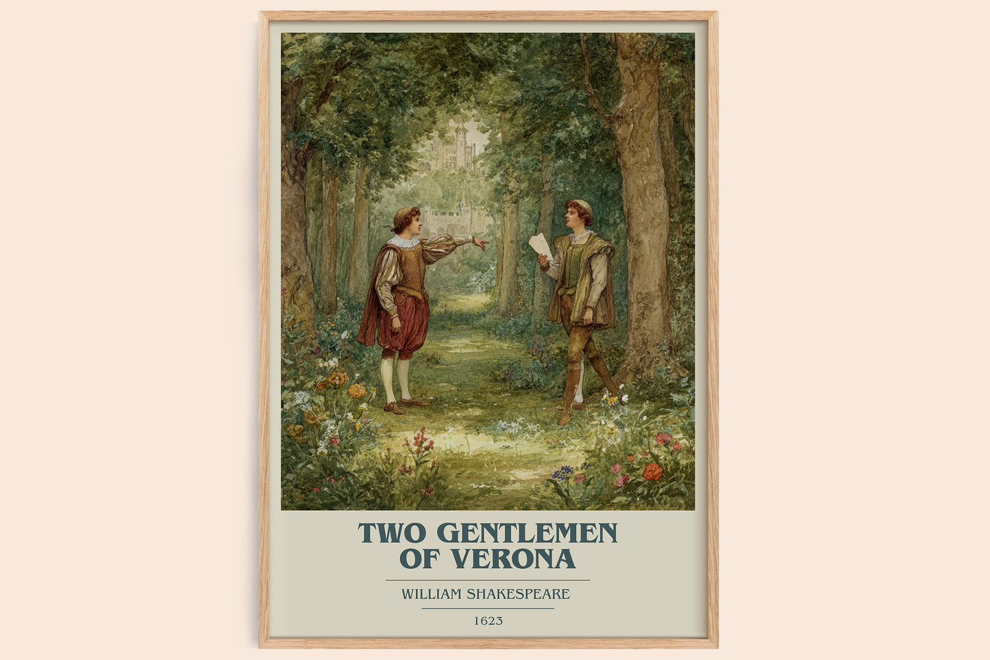 The Two Gentlemen of Verona book cover book poster by William Shakespeare – framed literary art print