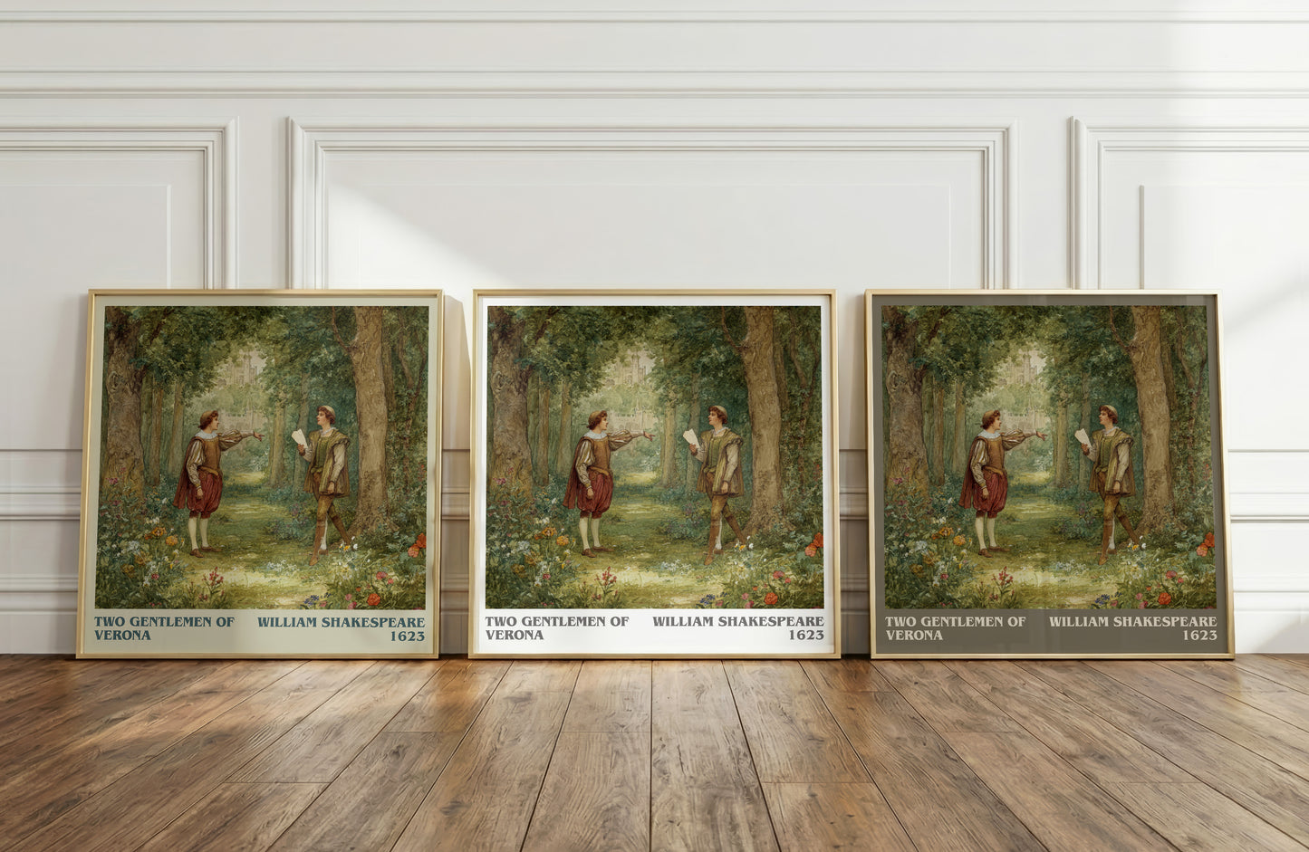 The Two Gentlemen of Verona literary print framed by window – literary home decor
