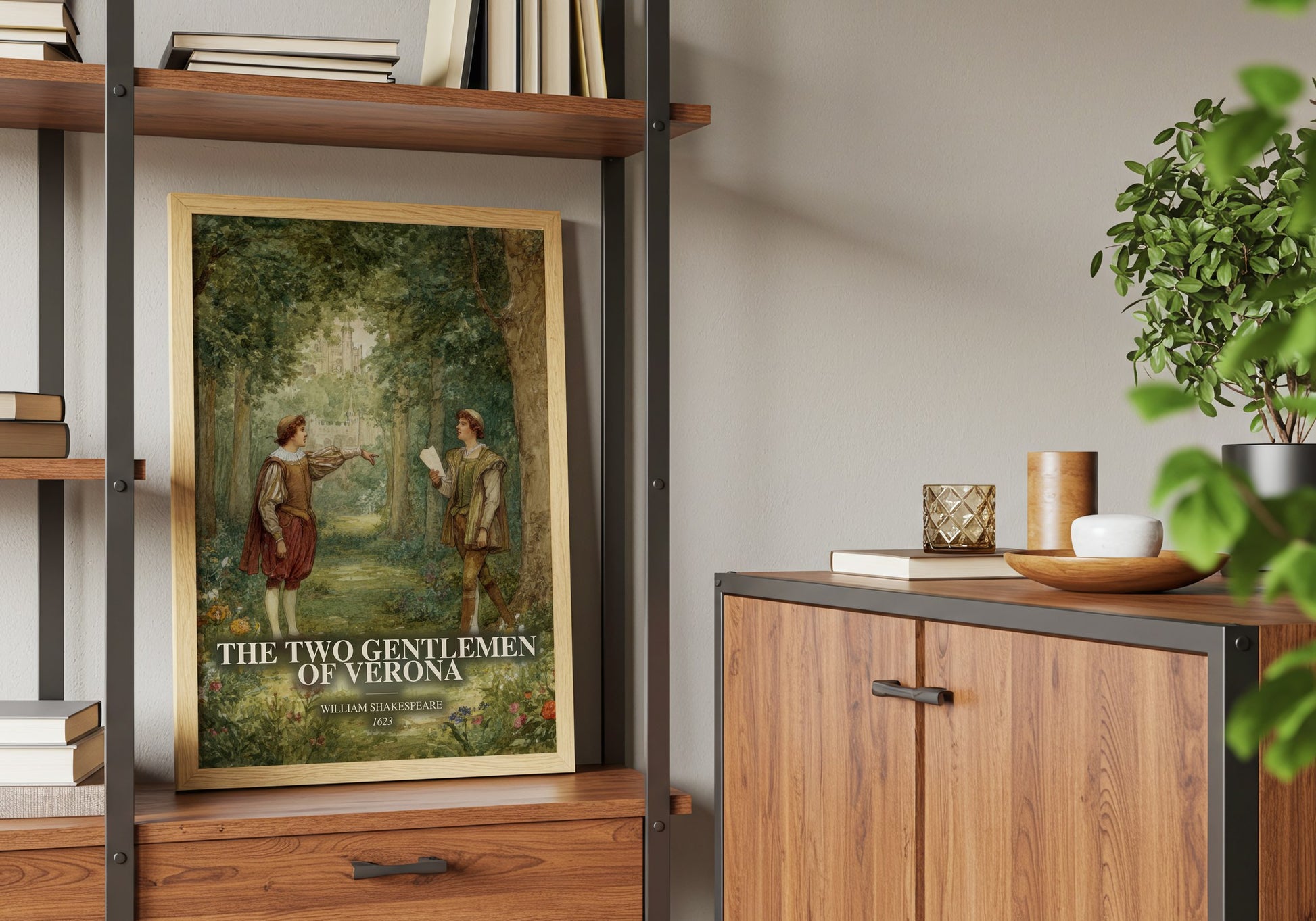 The Two Gentlemen Of Verona book watercolour illustration paper finish options – matte satin gloss