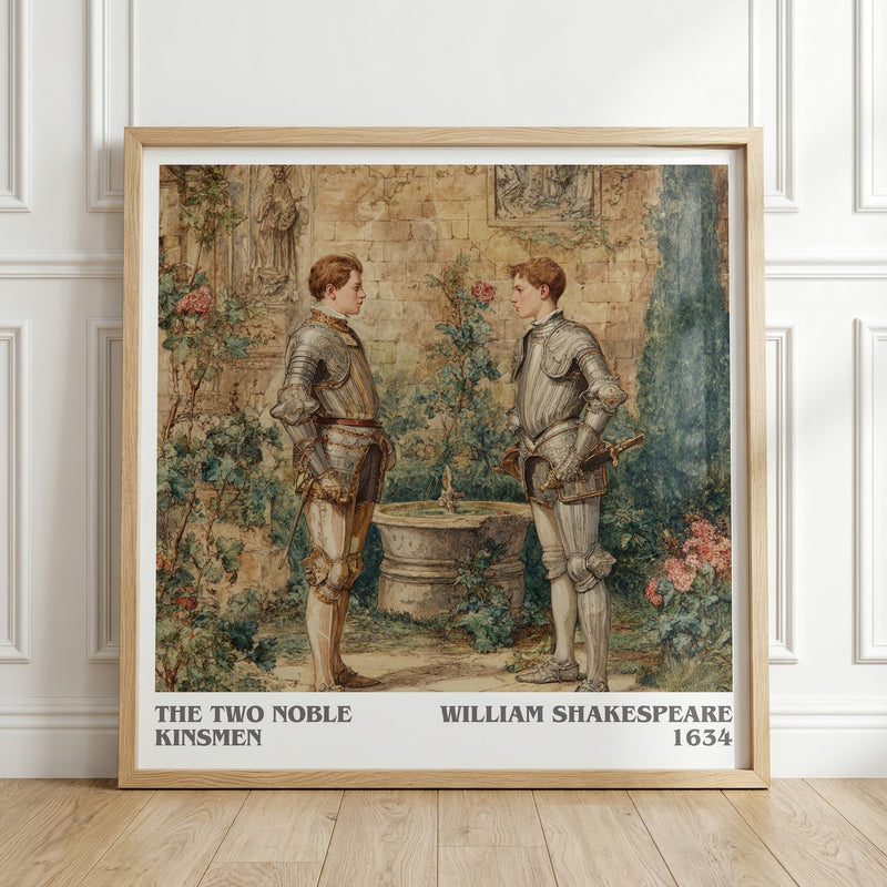 The Two Noble Kinsmen literary print in frame leaning in hallway – classic literature wall art