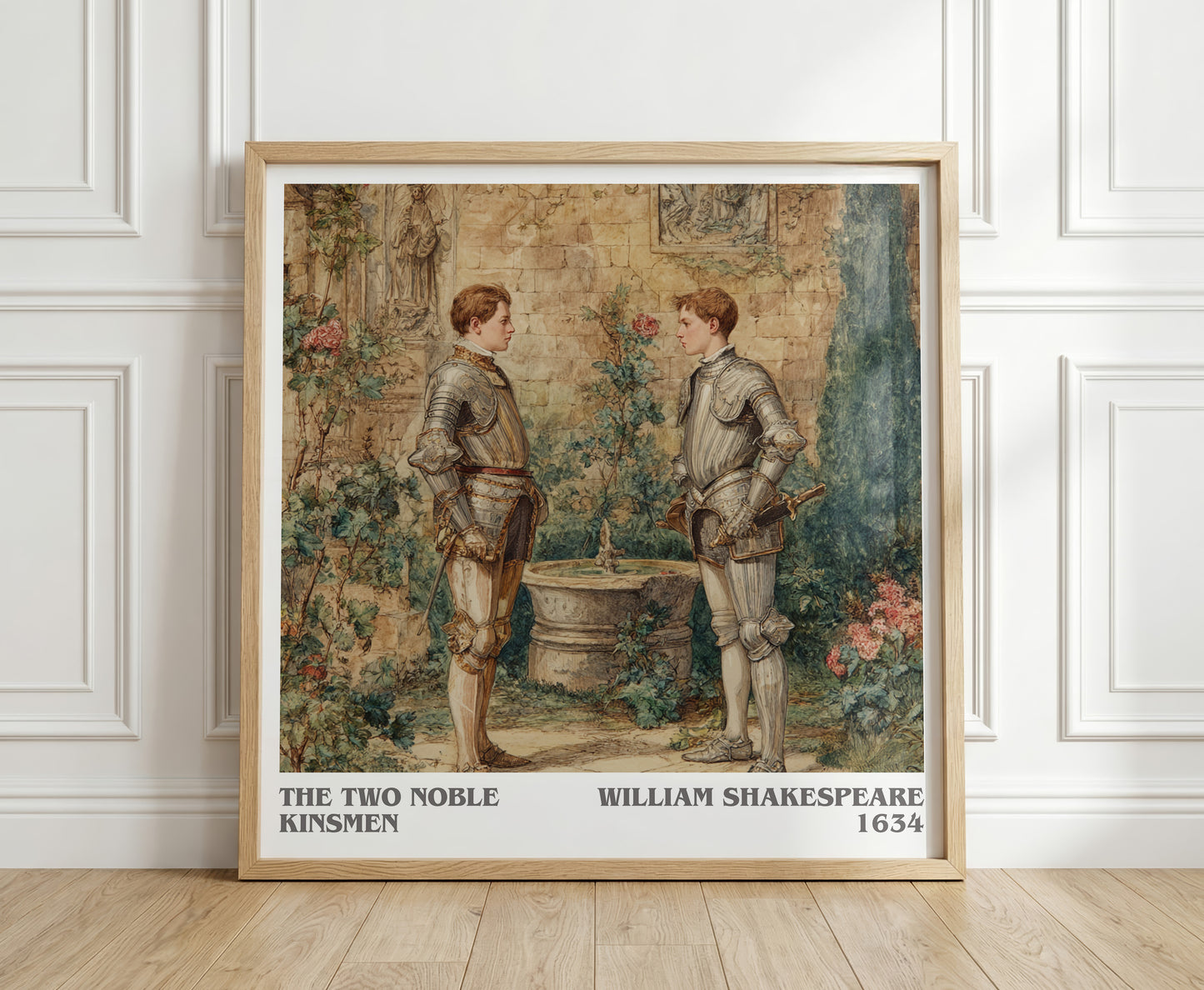 The Two Noble Kinsmen literary print in frame leaning in hallway – classic literature wall art