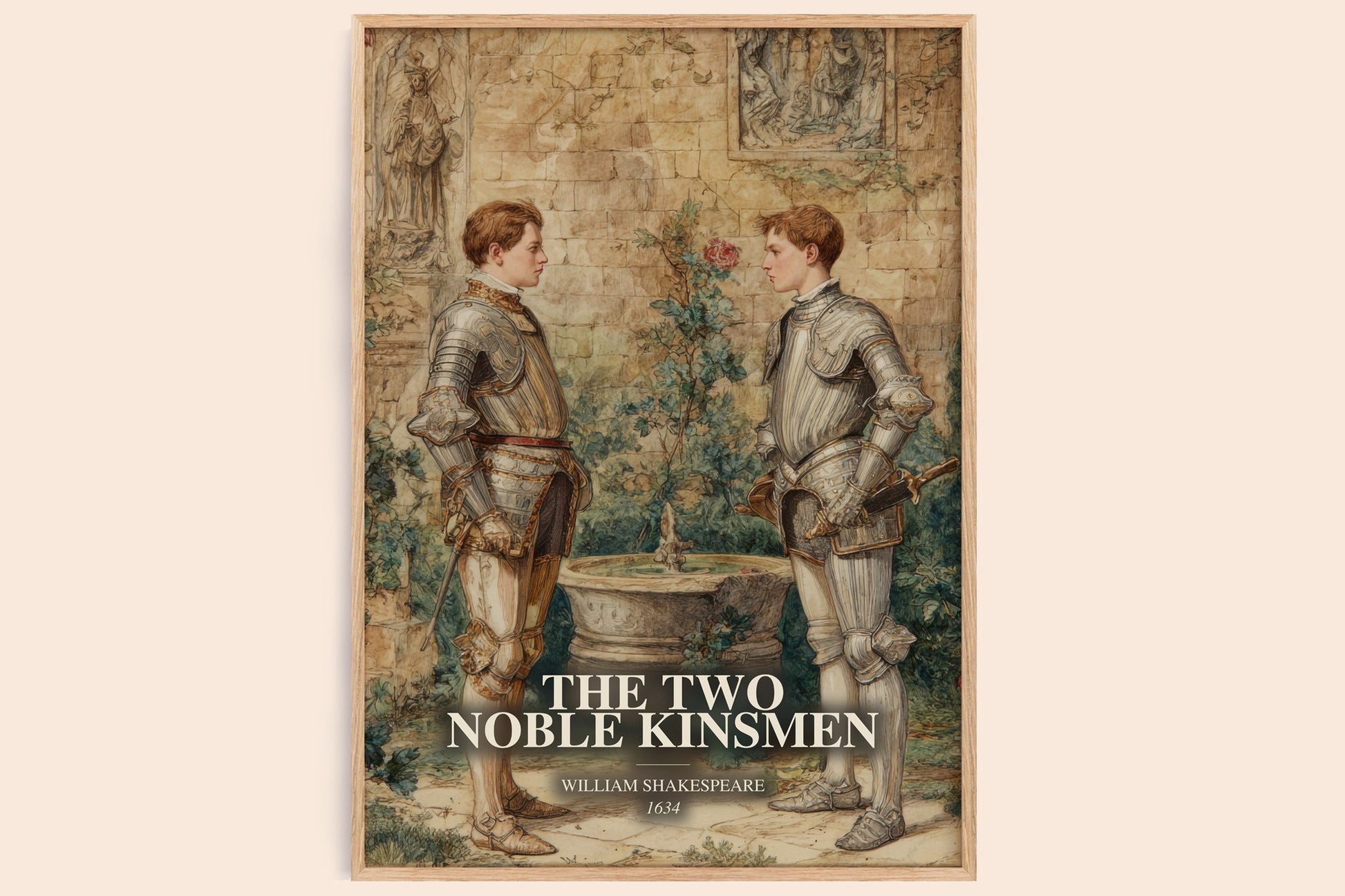 The Two Noble Kinsmen watercolour book poster by William Shakespeare – framed literary art print
