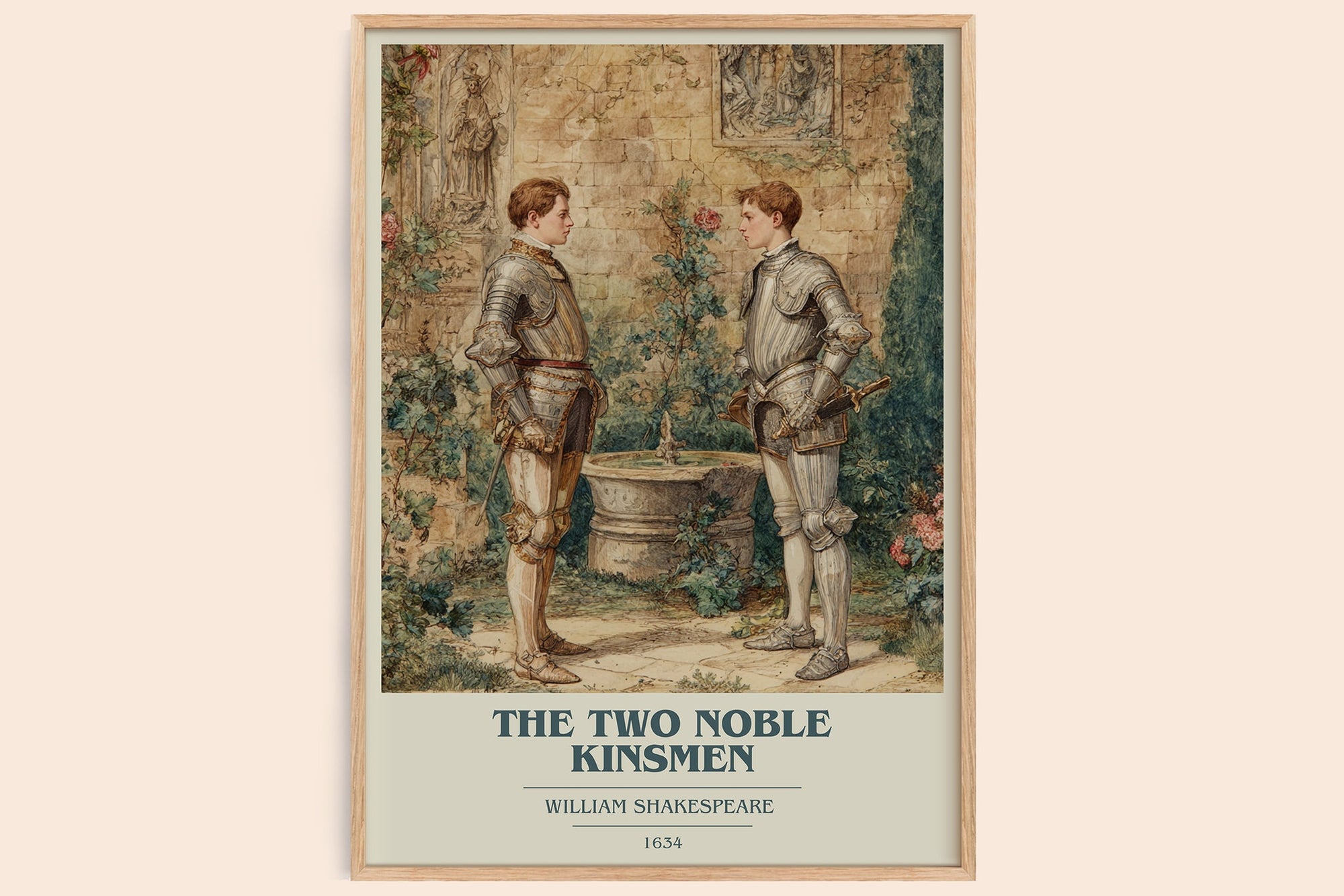 The Two Noble Kinsmen book cover book poster by William Shakespeare – framed literary art print