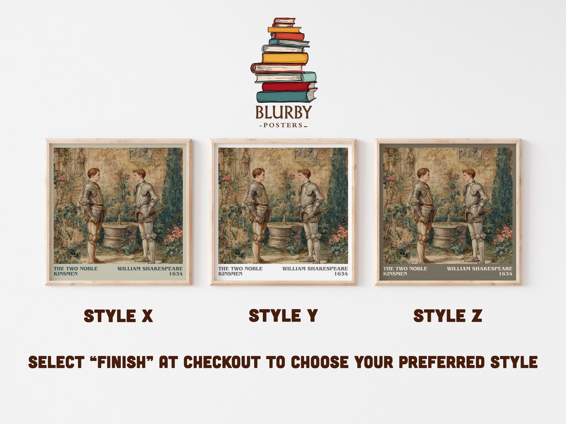 The Two Noble Kinsmen literary art print colour and style options – William Shakespeare book art