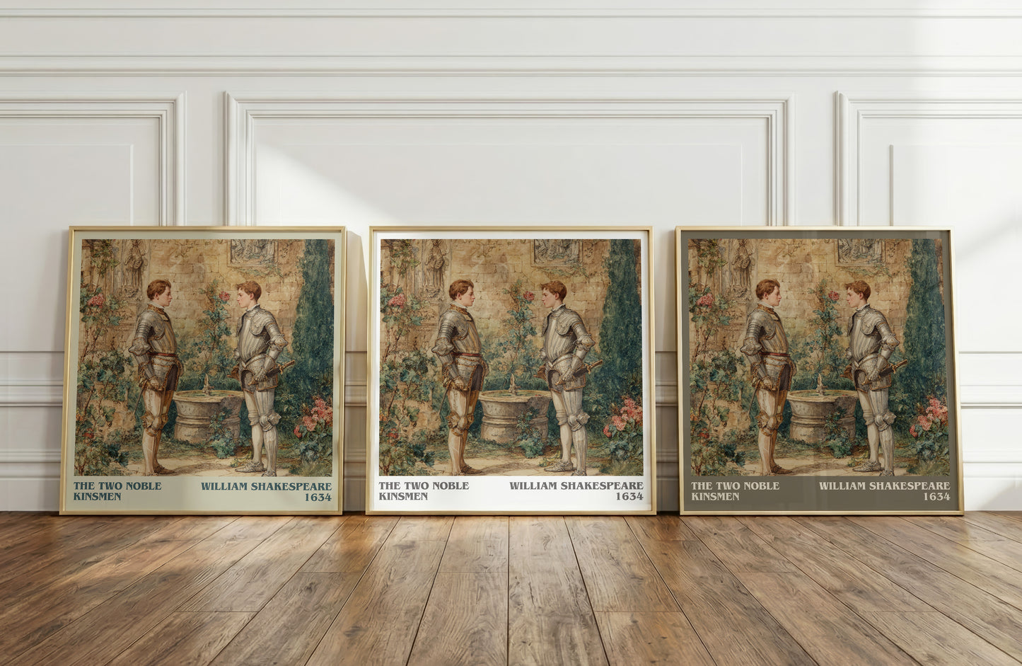 The Two Noble Kinsmen literary print framed by window – literary home decor