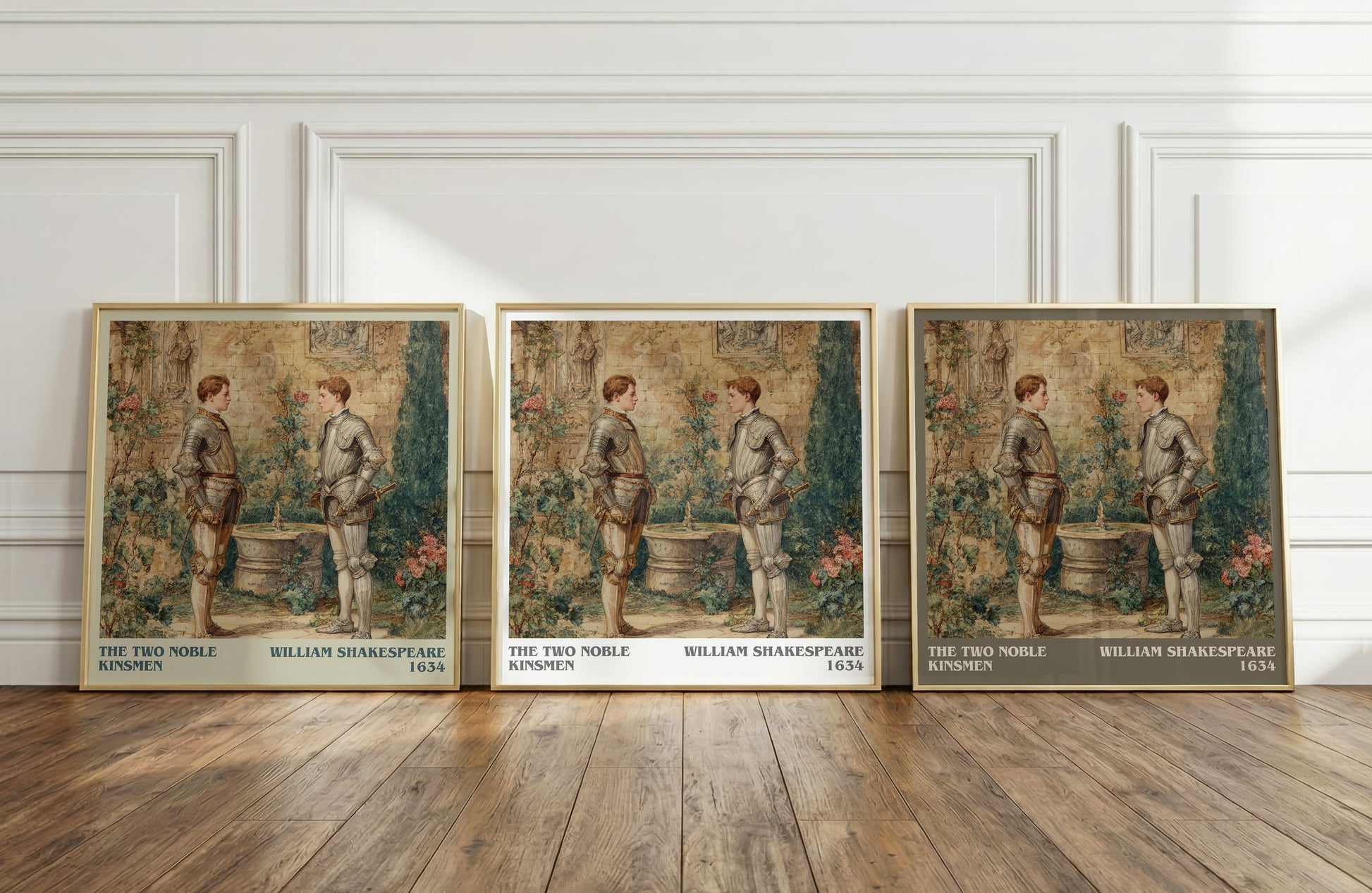 The Two Noble Kinsmen literary print framed by window – literary home decor