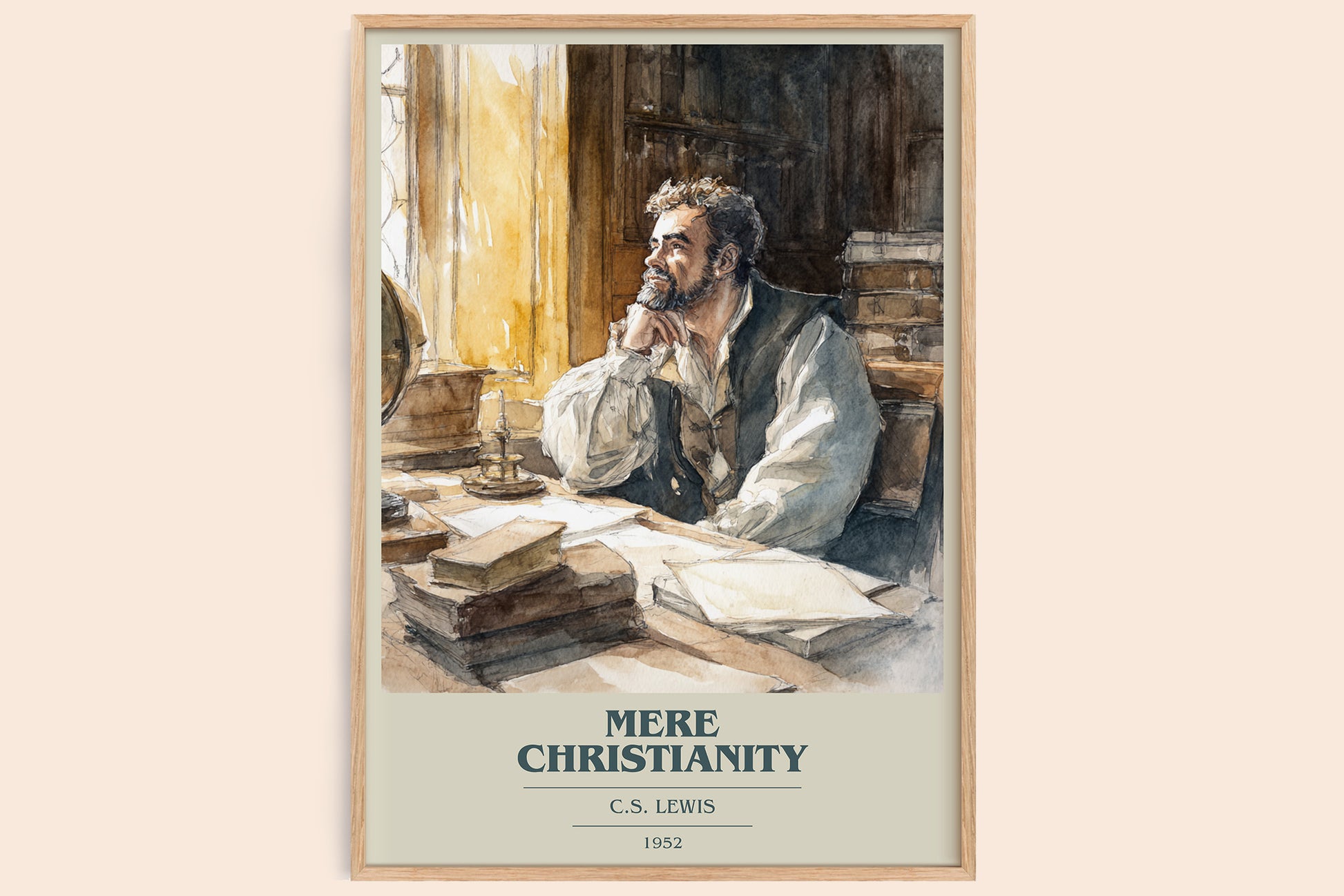 Mere Christianity book cover book poster by C.S. Lewis – framed literary art print