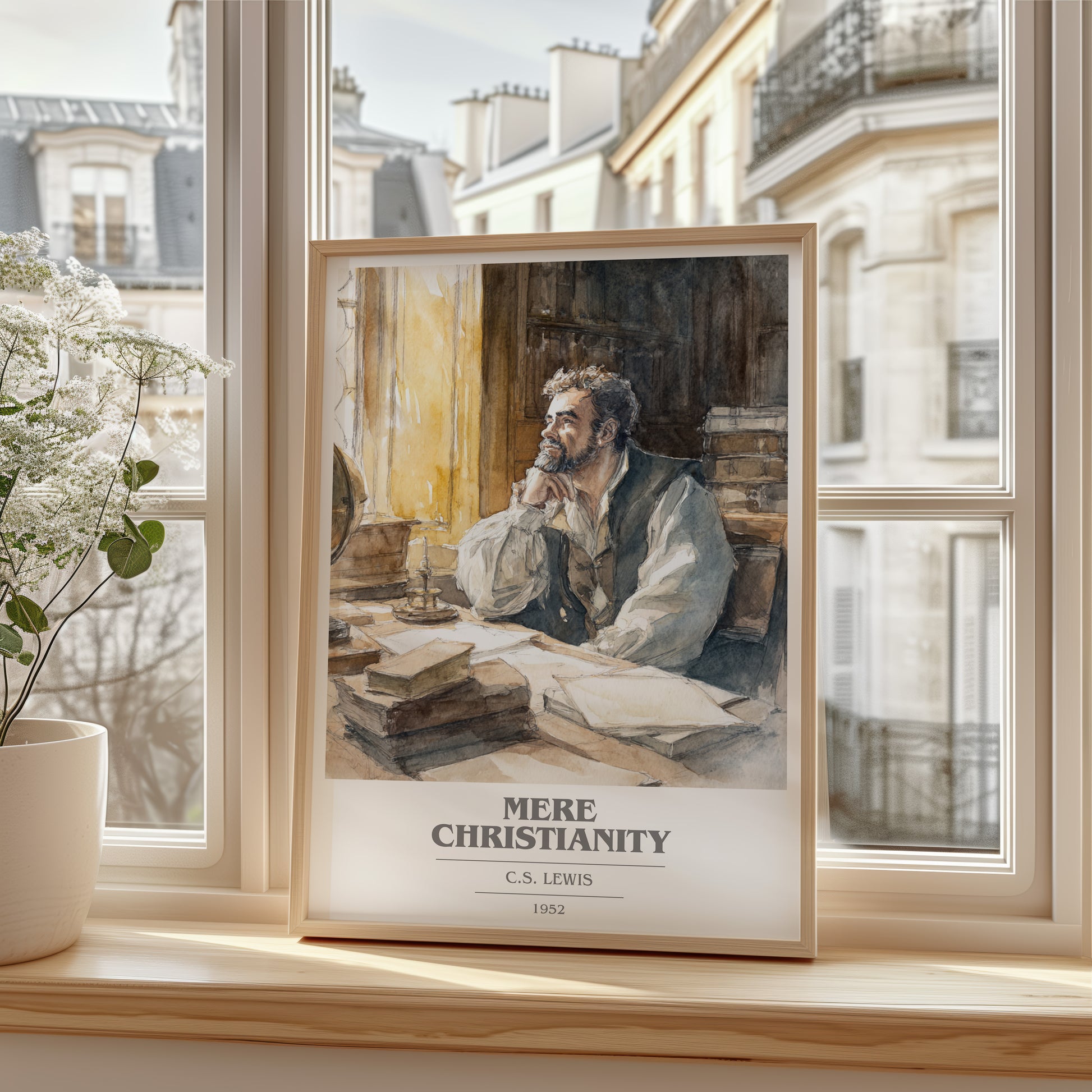 Mere Christianity book cover poster colour and style options – C.S. Lewis book art