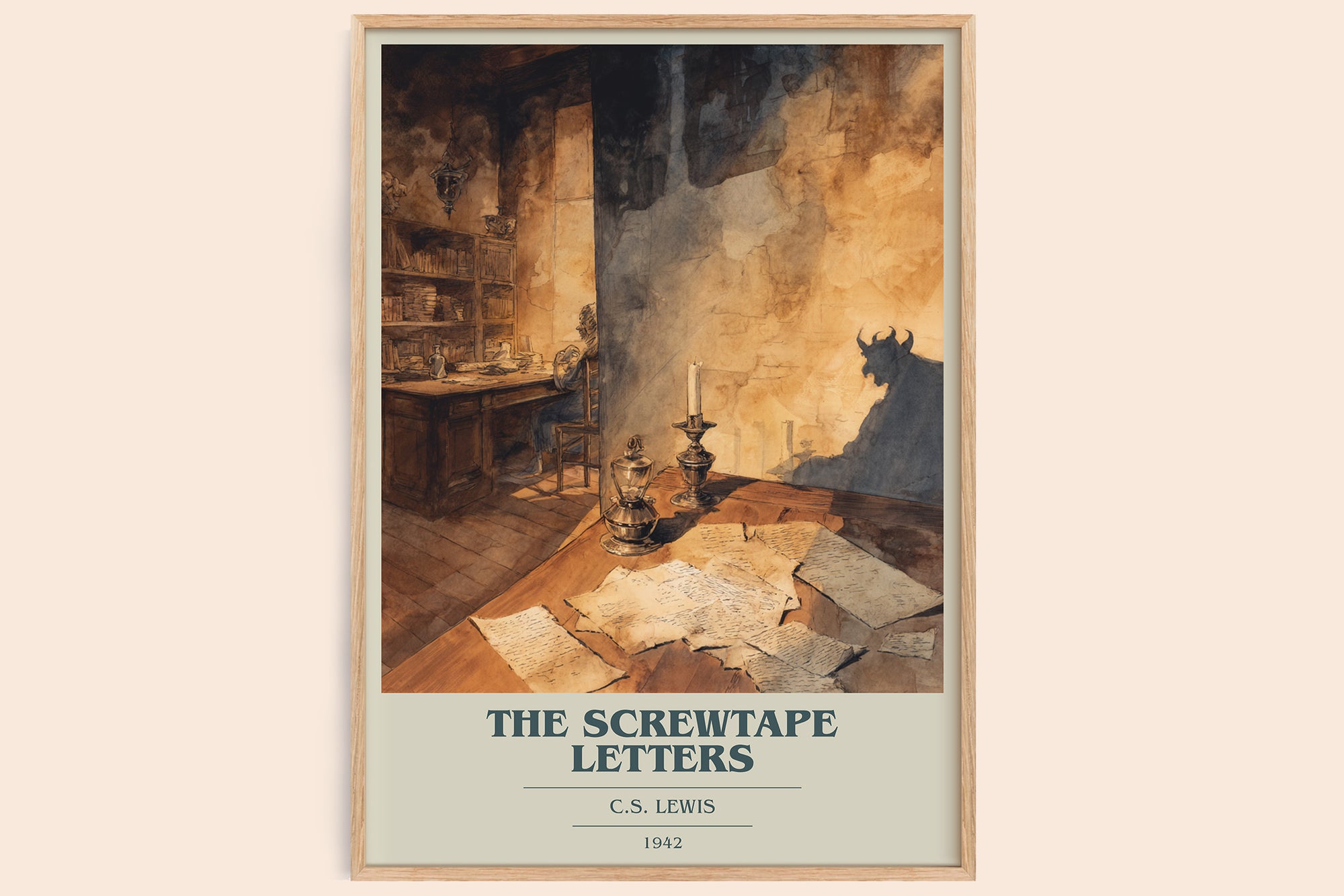 The Screwtape Letters book cover book poster by C. S. Lewis – framed literary art print