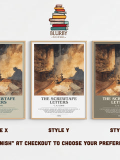 The Screwtape Letters Bookish Wall Art by C. S. Lewis – Style X, Y and Z side by side – choose your finish