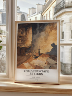The Screwtape Letters Book Cover Poster by C. S. Lewis – framed print by a bright window