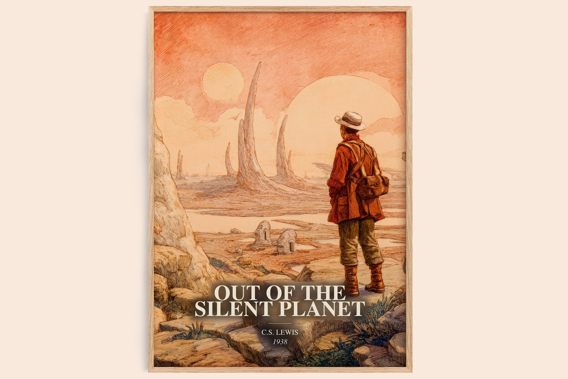 Out Of The Silent Planet watercolour book poster by C.S. Lewis – framed literary art print