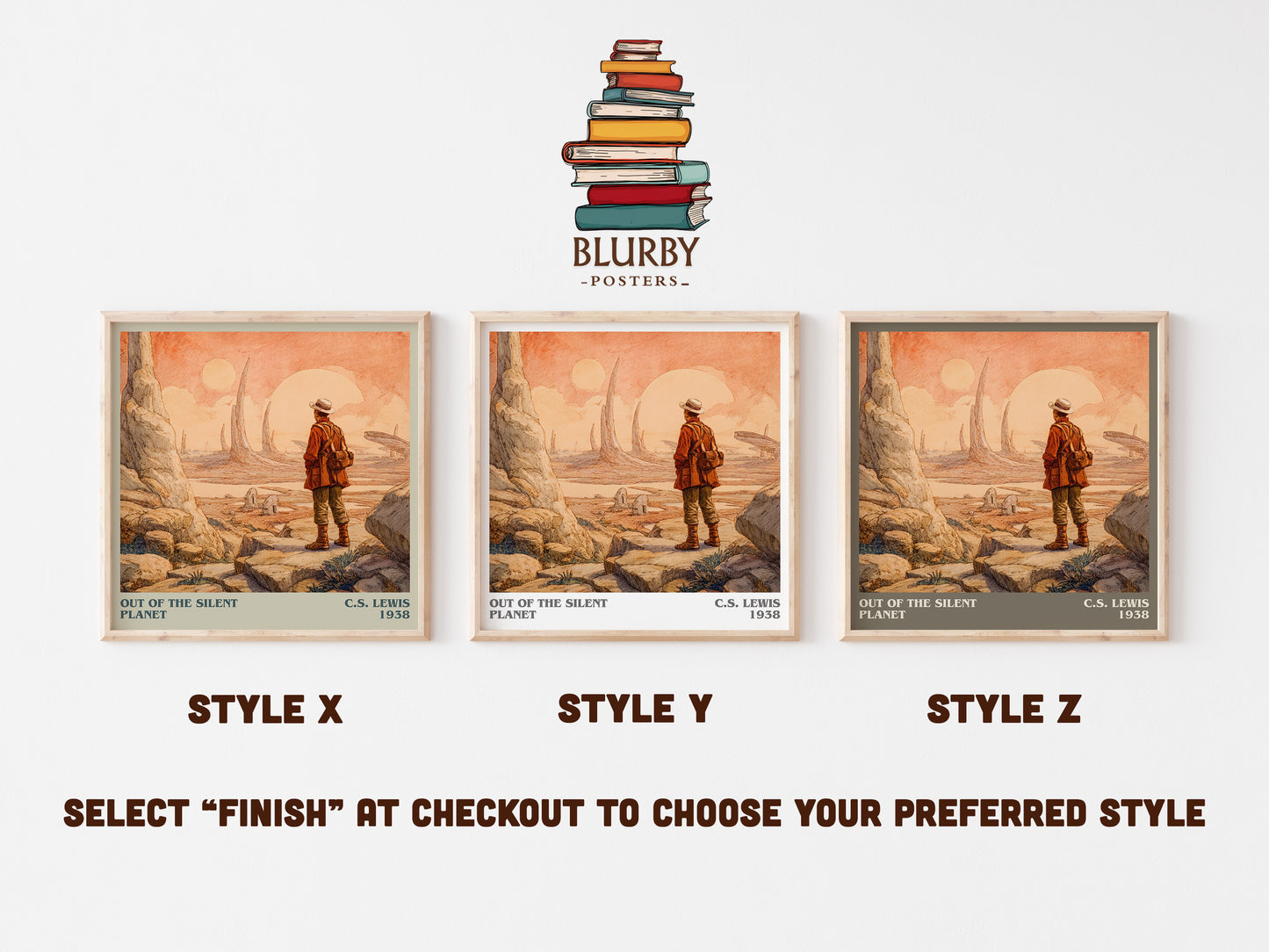 Out of the Silent Planet literary art print colour and style options – C.S. Lewis book art