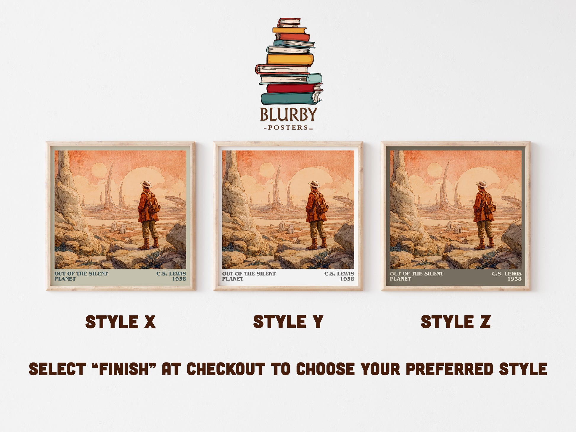 Out of the Silent Planet literary art print colour and style options – C.S. Lewis book art