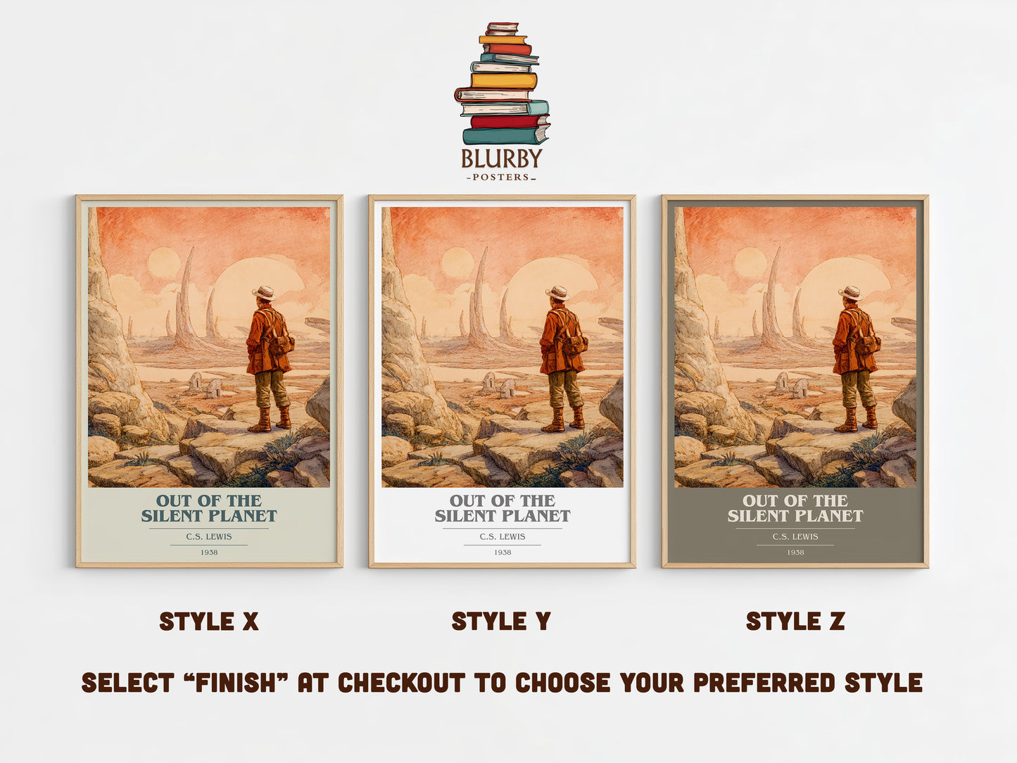 Out of the Silent Planet book cover print in frame leaning in hallway – satire wall art