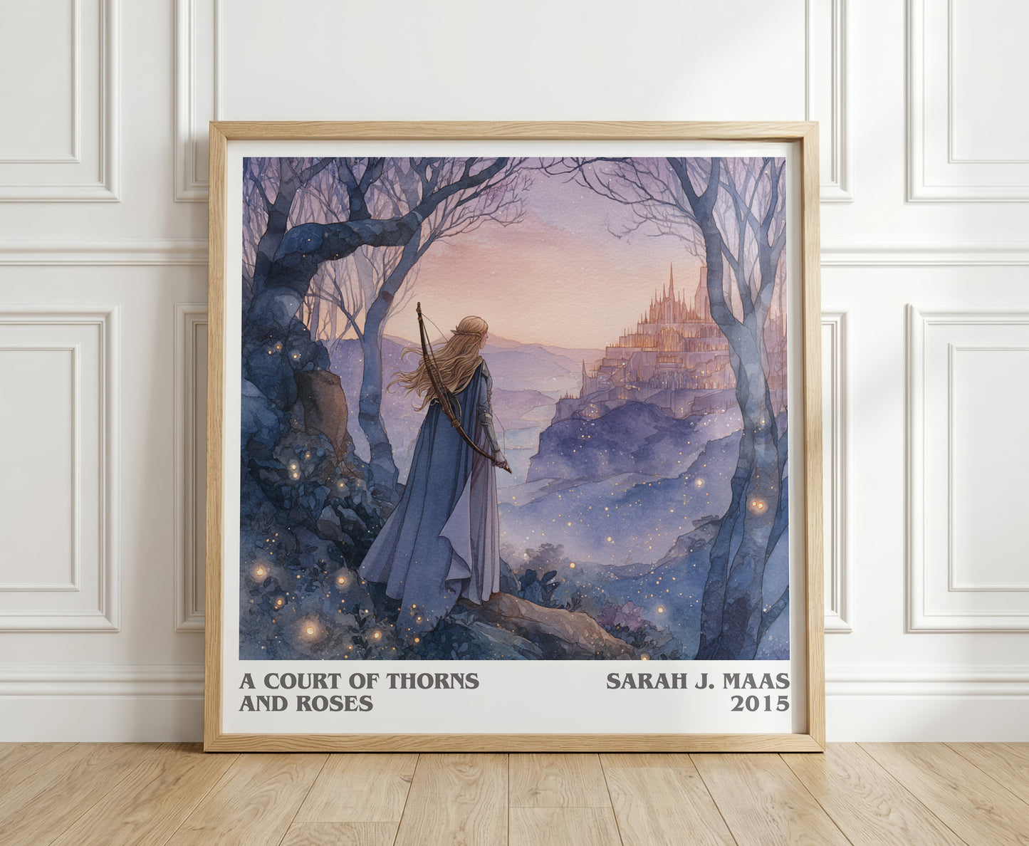A Court of Thorns and Roses literary print in frame leaning in hallway – sci fi wall art