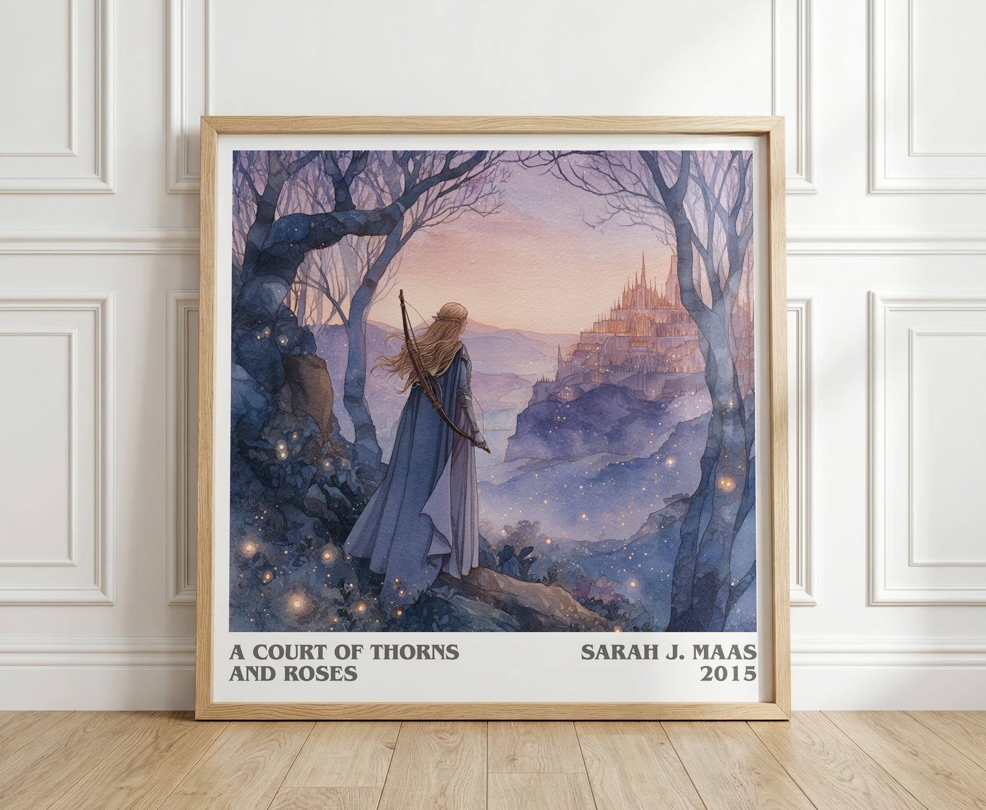 A Court of Thorns and Roses literary print in frame leaning in hallway – sci fi wall art