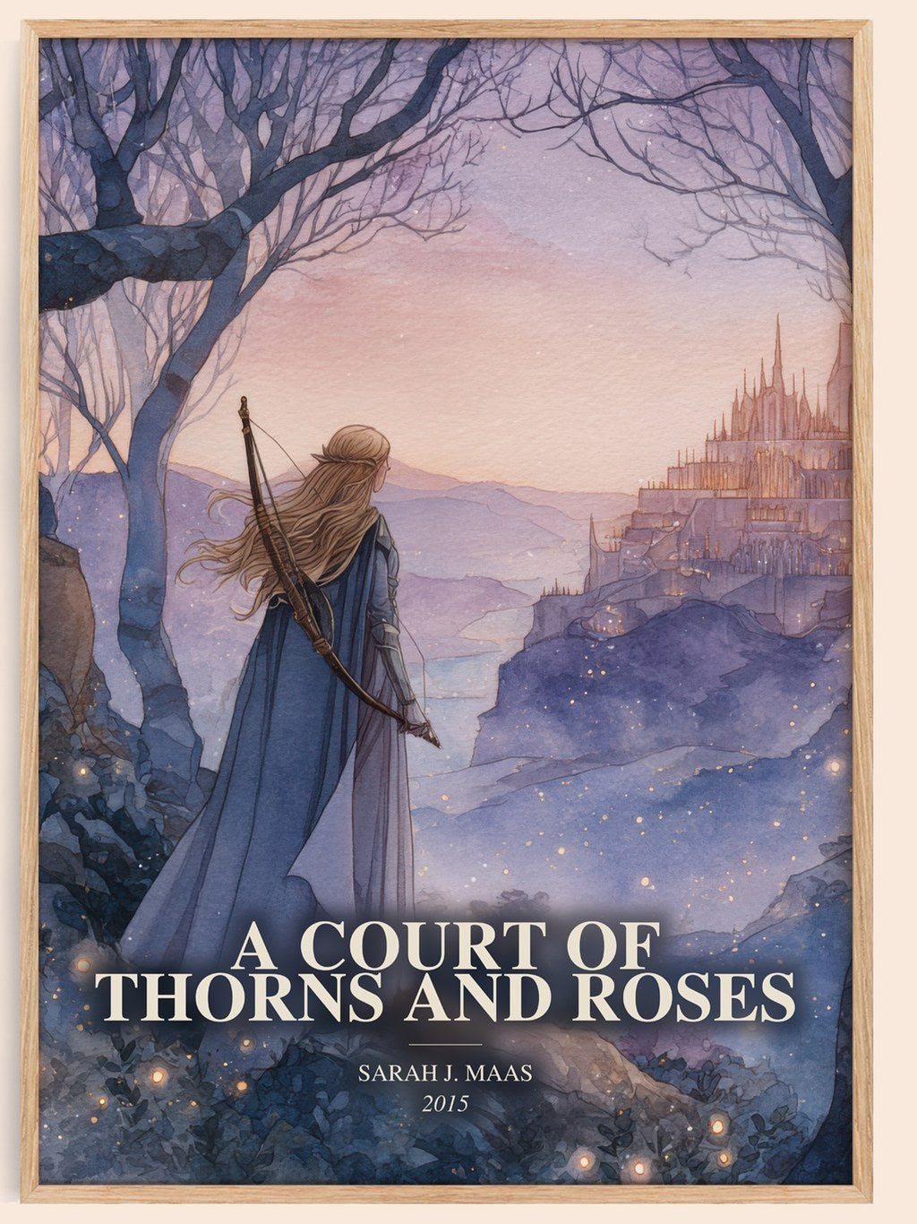 A Court Of Thorns And Roses watercolour book poster by Sarah J. Maas – framed literary art print