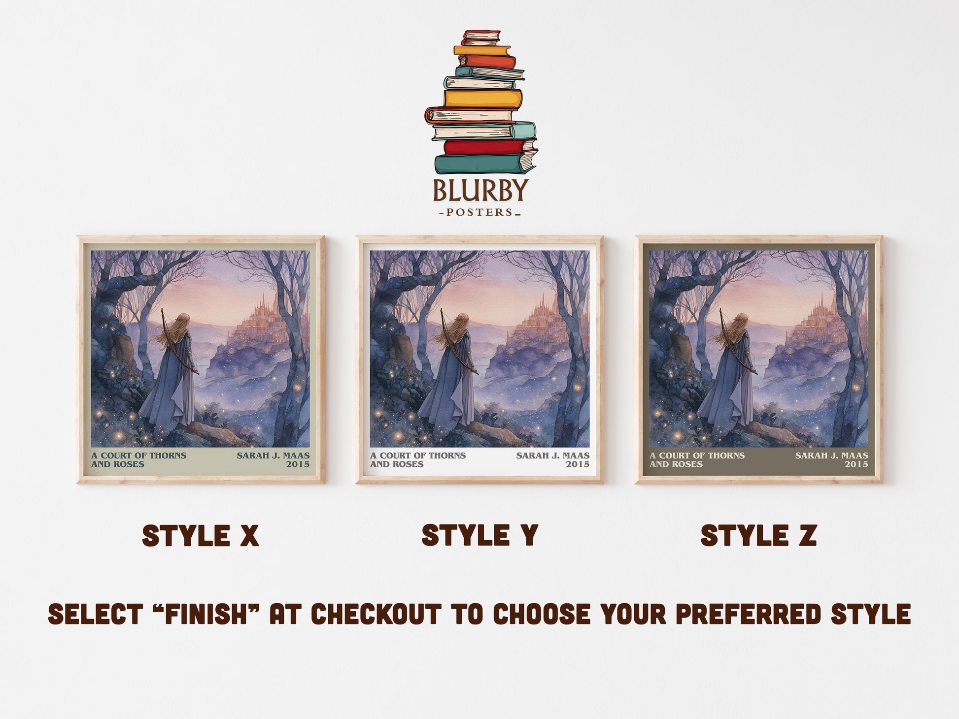 A Court of Thorns and Roses literary art print colour and style options – Sarah J. Maas book art