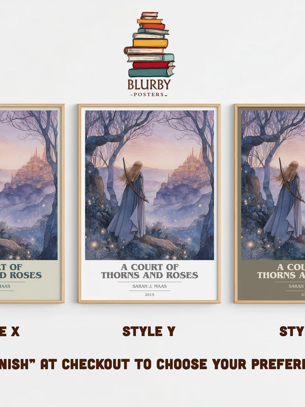 A Court of Thorns and Roses book cover print in frame leaning in hallway – sci fi wall art