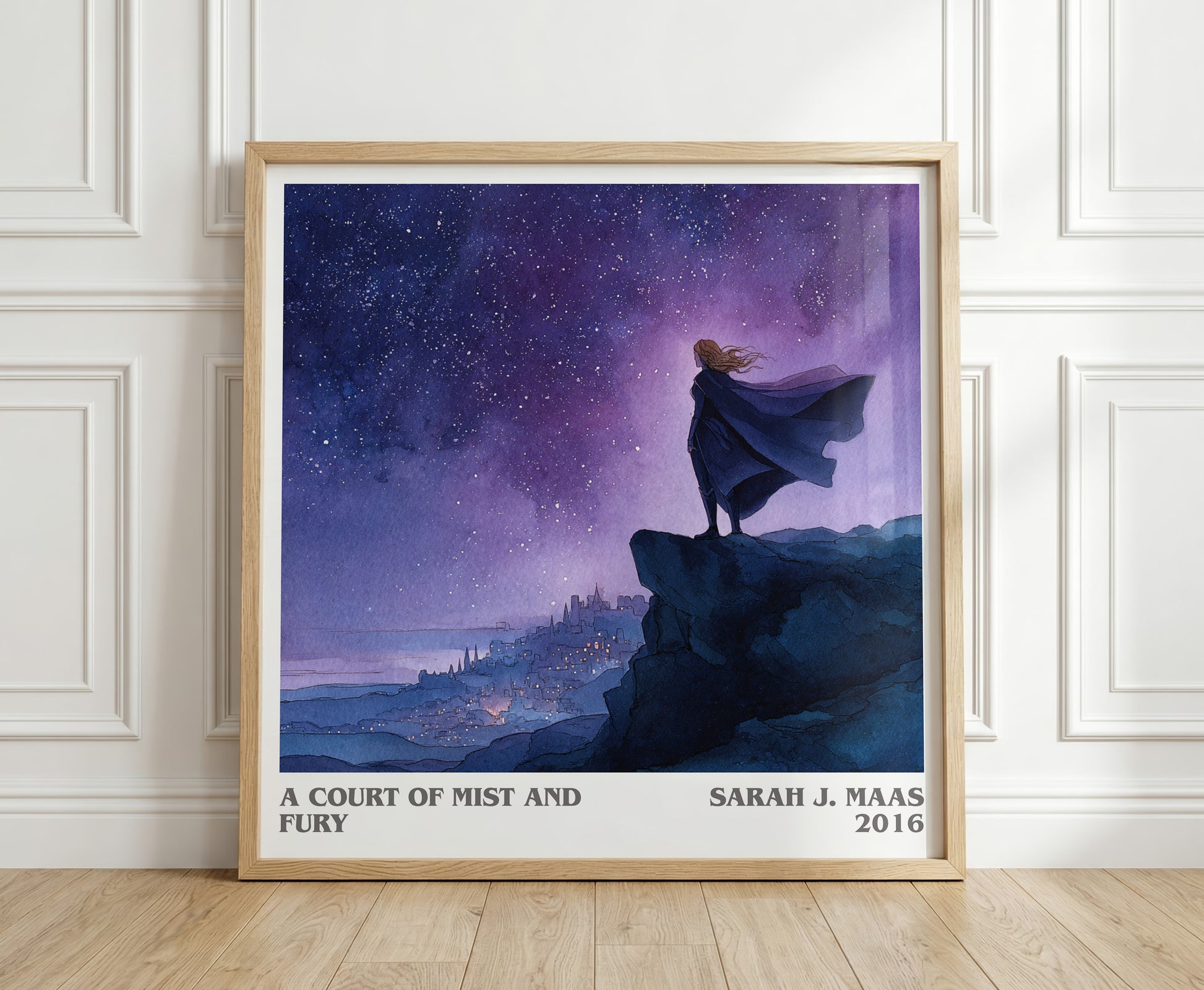 A Court of Mist and Fury literary print in frame leaning in hallway – fantasy wall art
