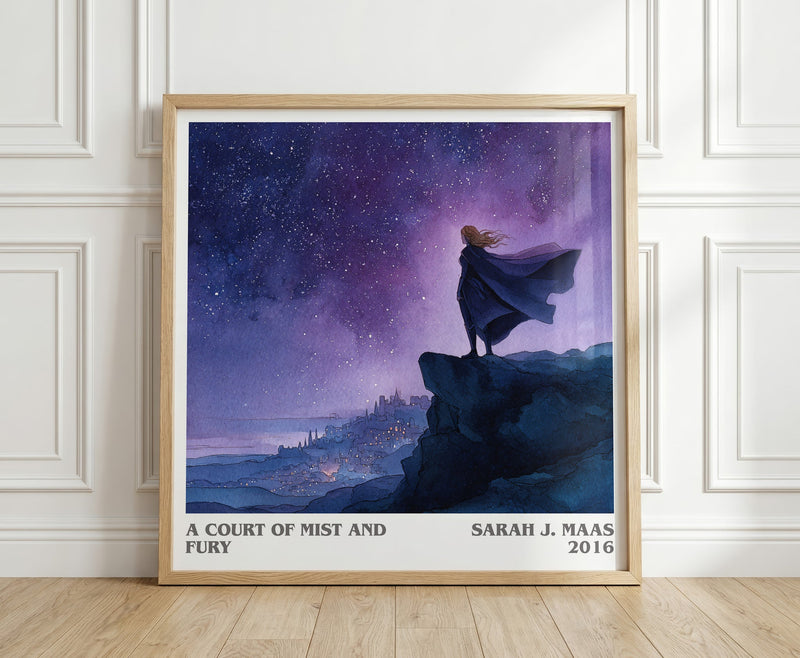A Court of Mist and Fury literary print in frame leaning in hallway – fantasy wall art