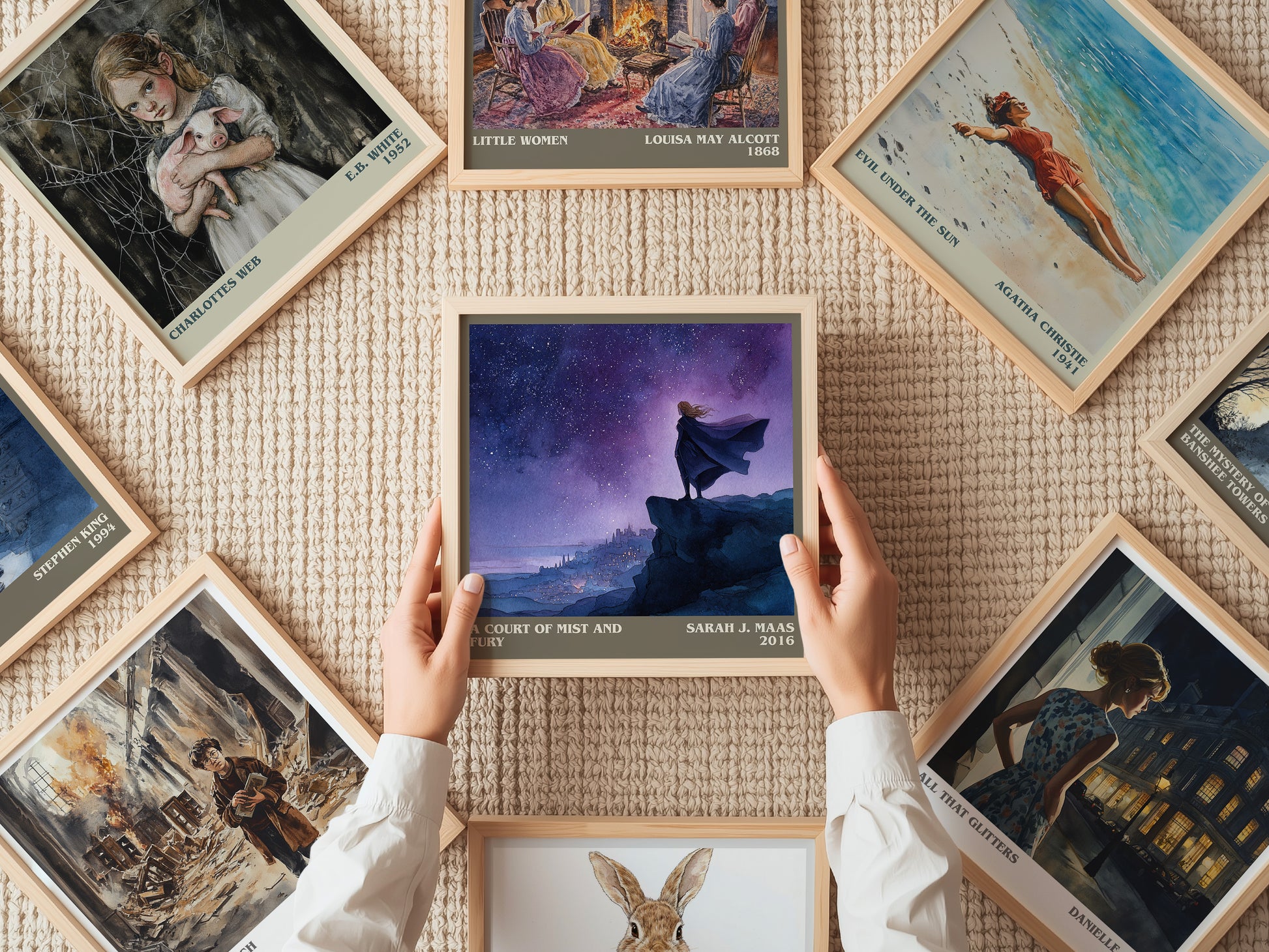 A Court of Mist and Fury literary print on bookshelf – Sarah J. Maas fan gift
