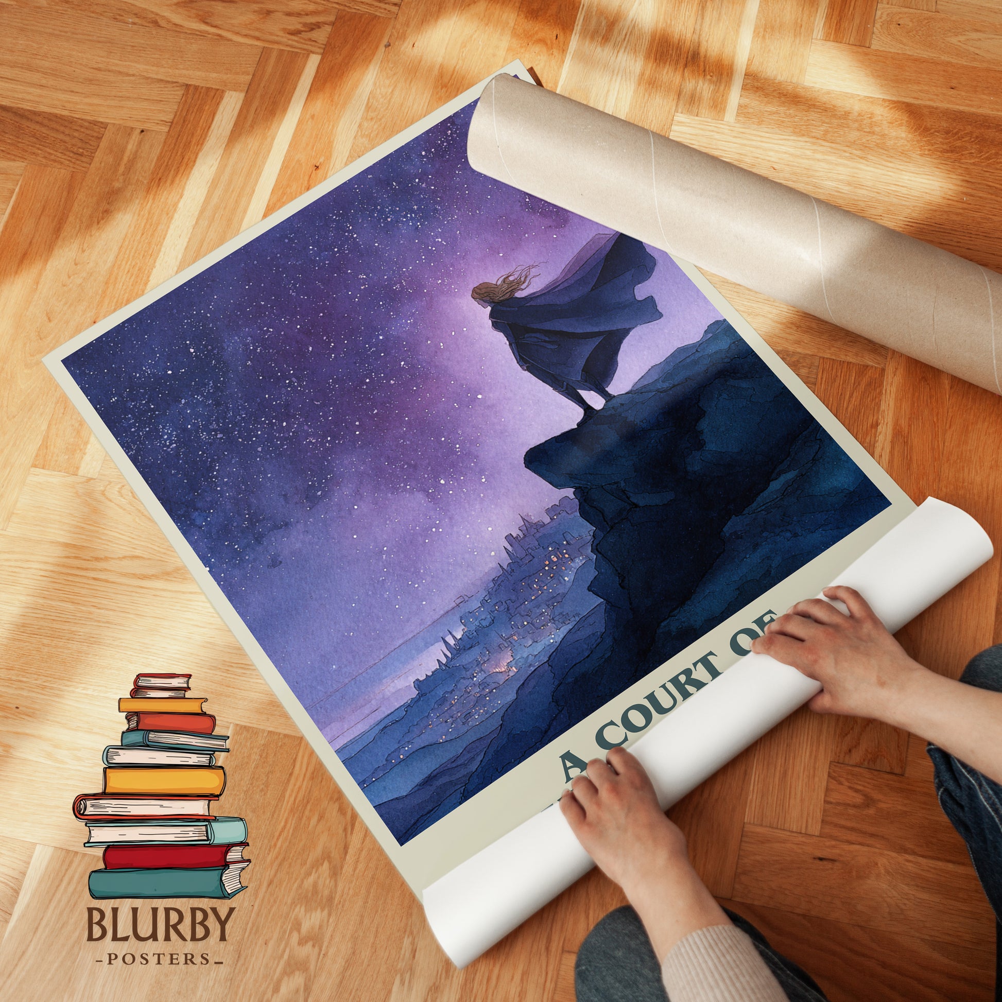 A Court of Mist and Fury book cover print on bookshelf – Sarah J. Maas fan gift