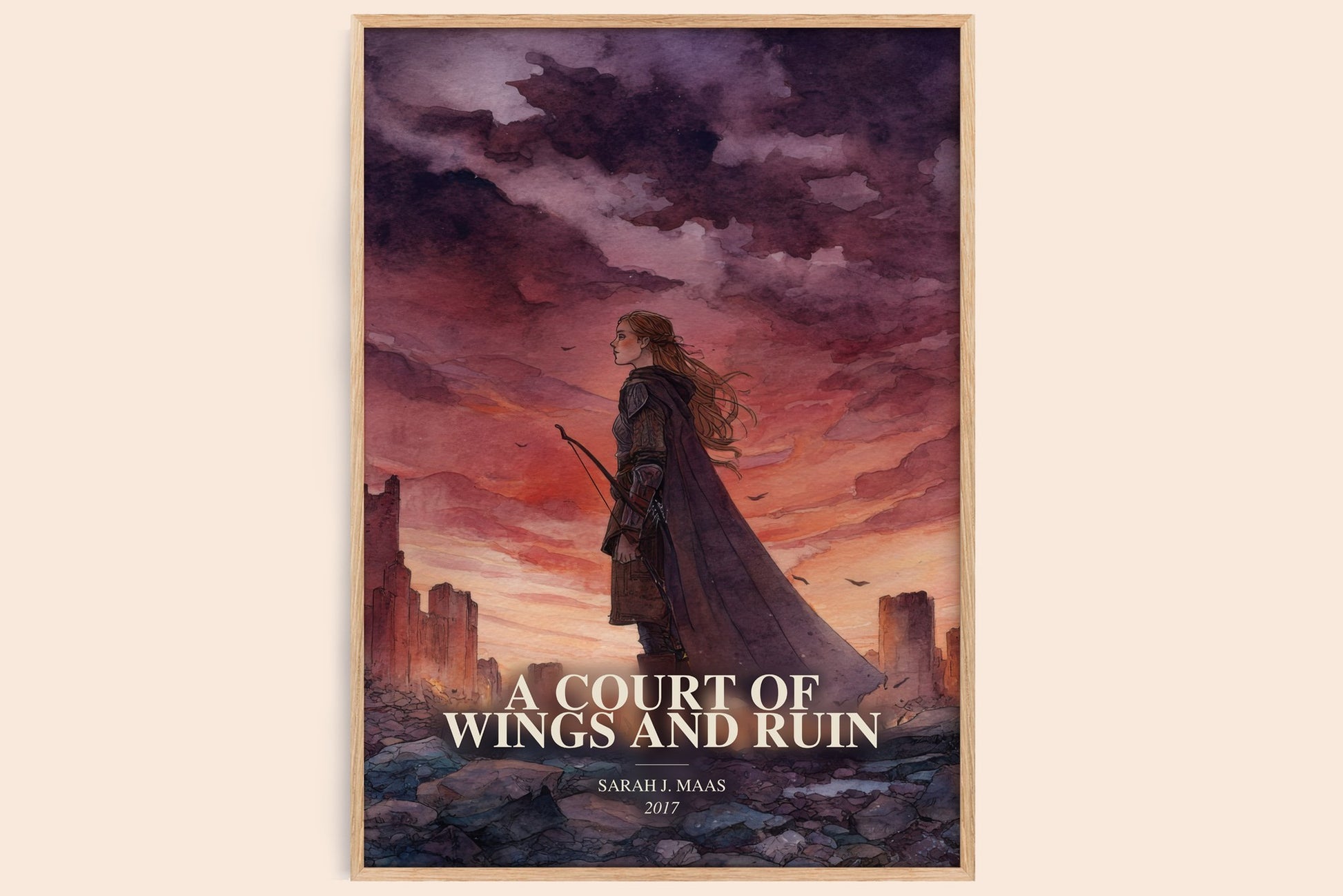 A Court Of Wings And Ruin watercolour book poster by Sarah J. Maas – framed literary art print