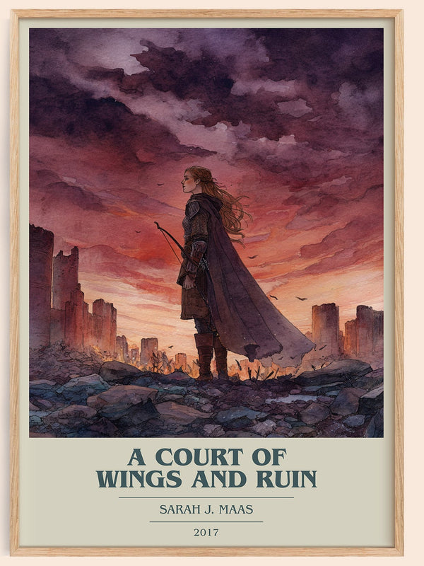 A Court of Wings and Ruin book cover book poster by Sarah J. Maas – framed literary art print