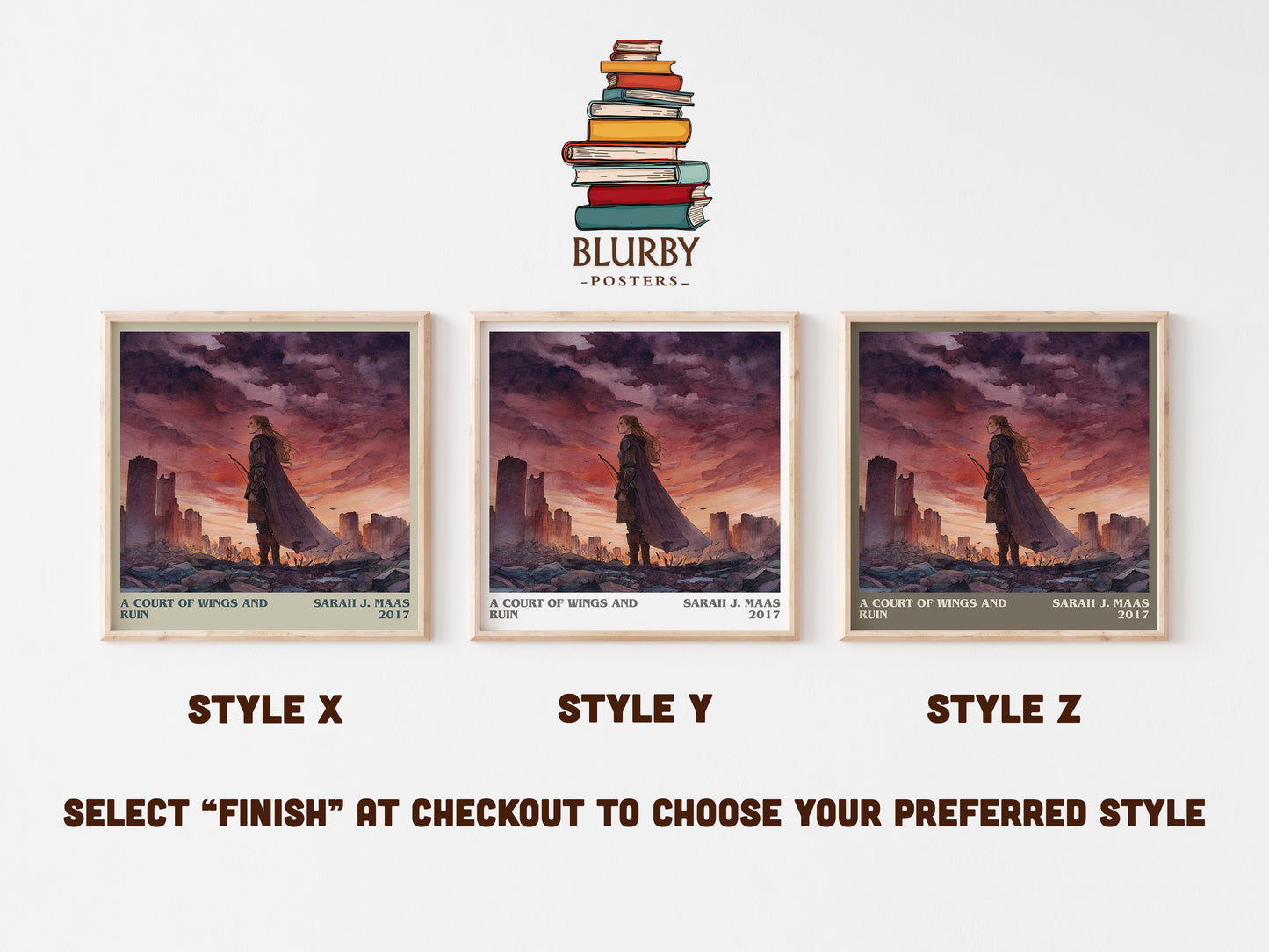 A Court of Wings and Ruin literary art print colour and style options – Sarah J. Maas book art