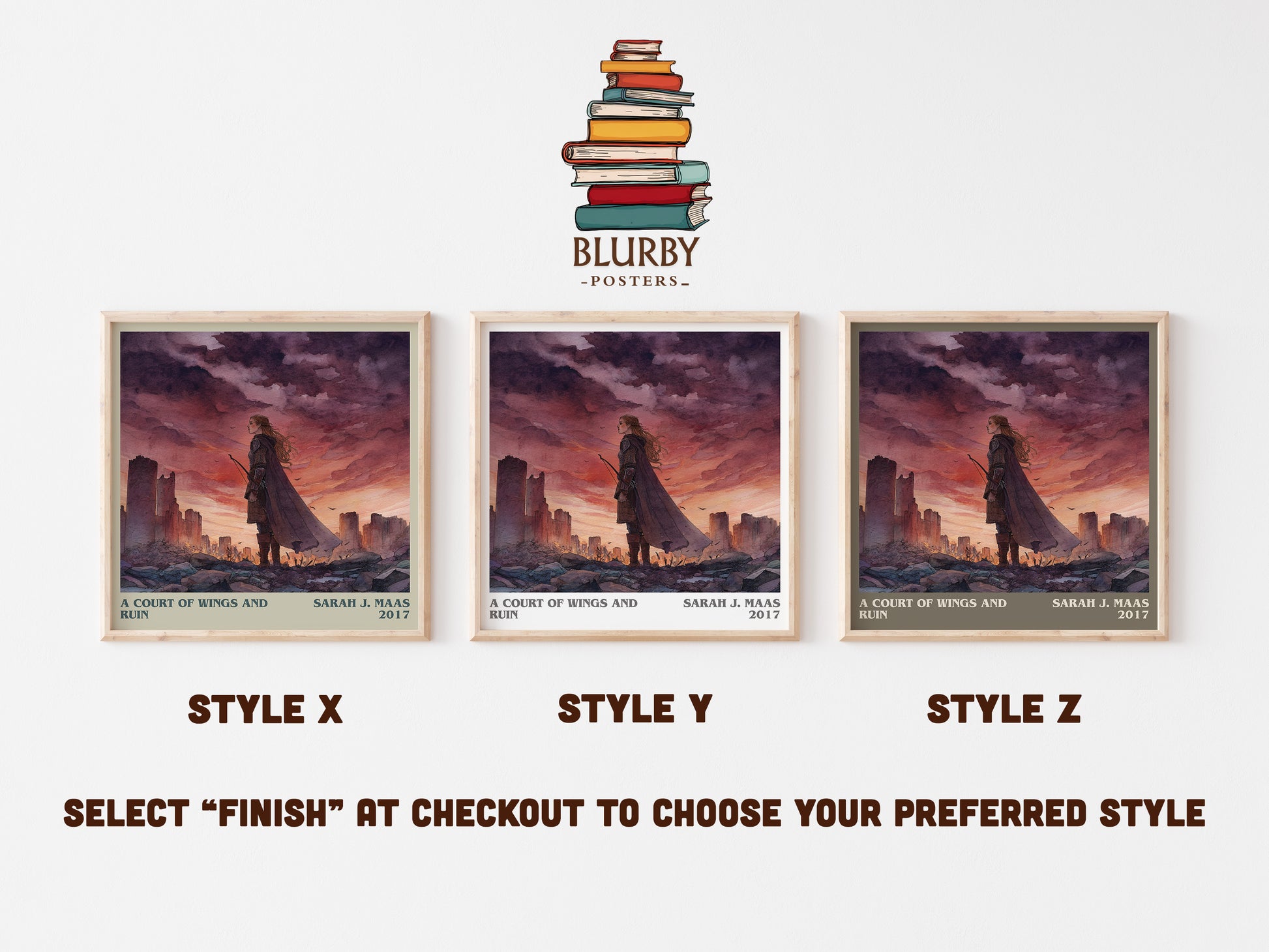 A Court of Wings and Ruin literary art print colour and style options – Sarah J. Maas book art